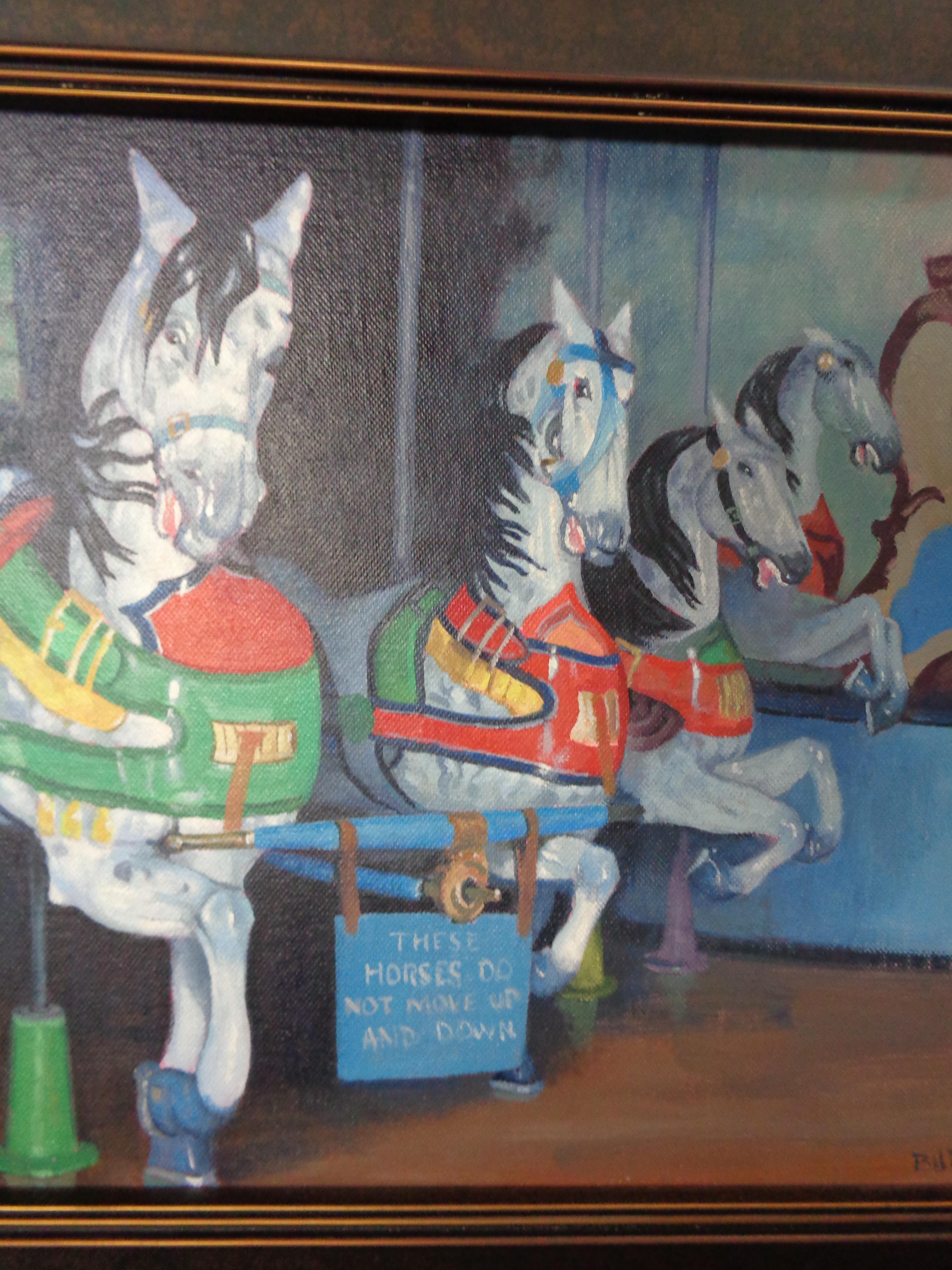 Carousel Central Park Contemporary NYC Landscape Oil Painting by Michael Budden For Sale 3