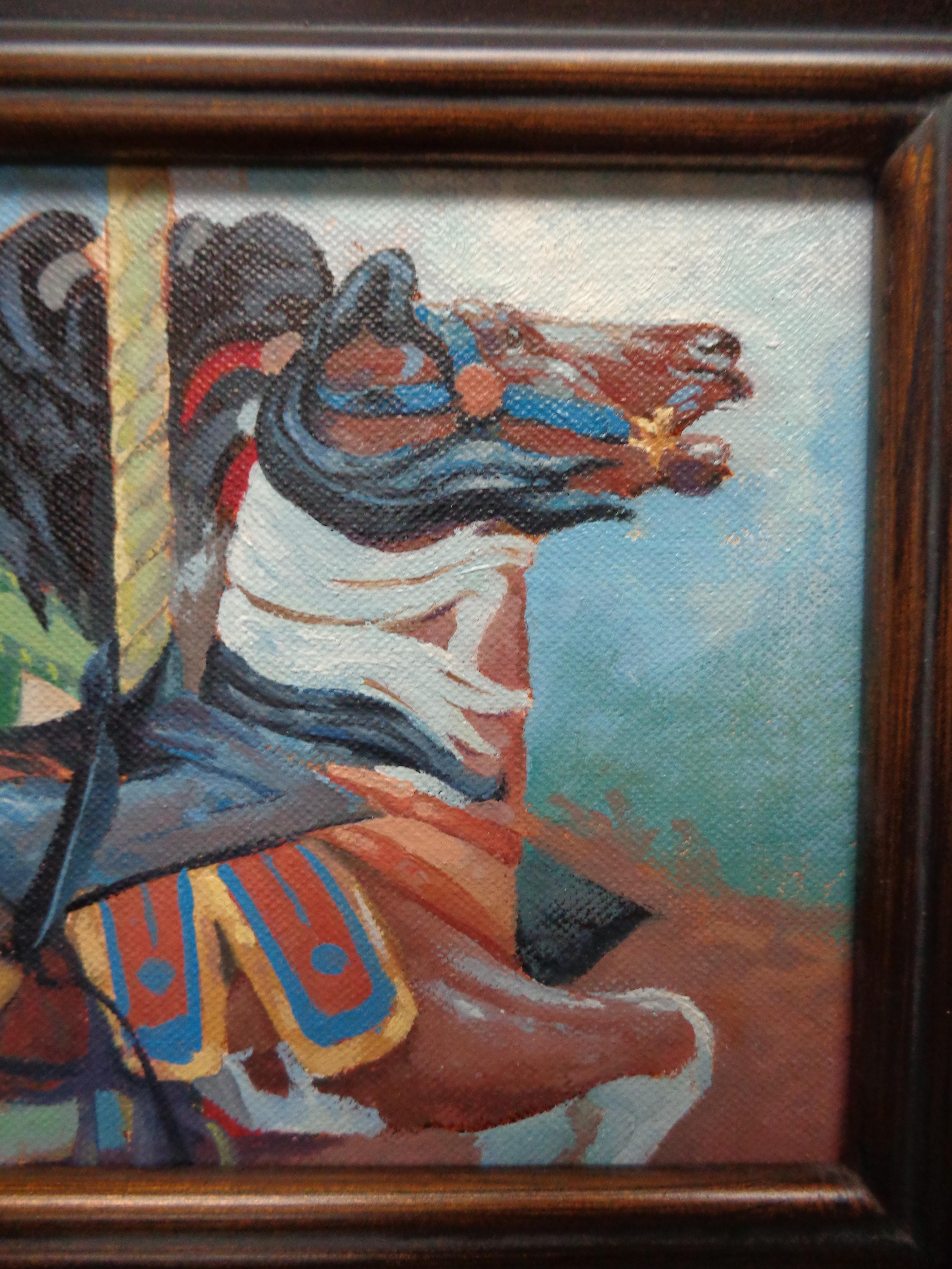 Carousel Central Park Contemporary NYC Landscape Oil Painting by Michael Budden For Sale 3
