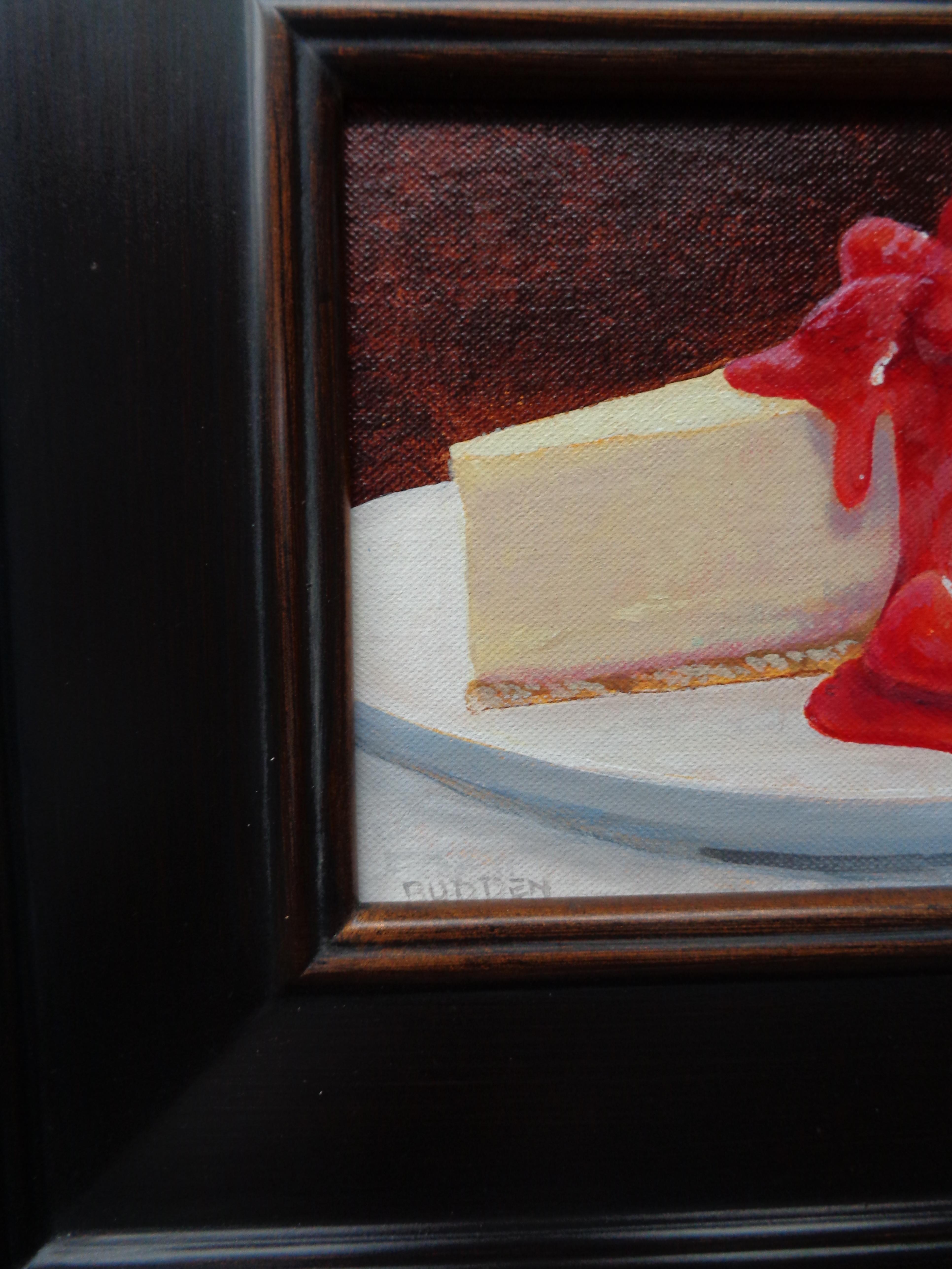 Contemporary Dessert Painting by Michael Budden, Strawberrry Cheesecake For Sale 1