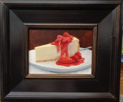 Dessert contemporain peint par Michael Budden, gâteau au fromage à la fraise