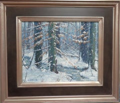Contemporary Landscape Winter Snow Scene Oil Painting by Michael Budden