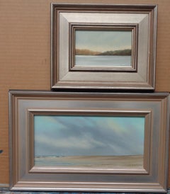   Contemporary Traditional Pair of Landscape Seascape Paintings Al Barker 