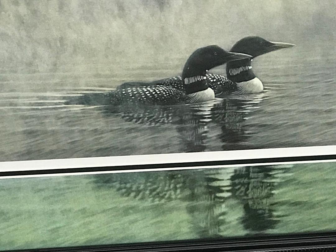 Stampa fauna selvatica contemporanea Loons Michael Budden Mystical Voyagers in vendita 3