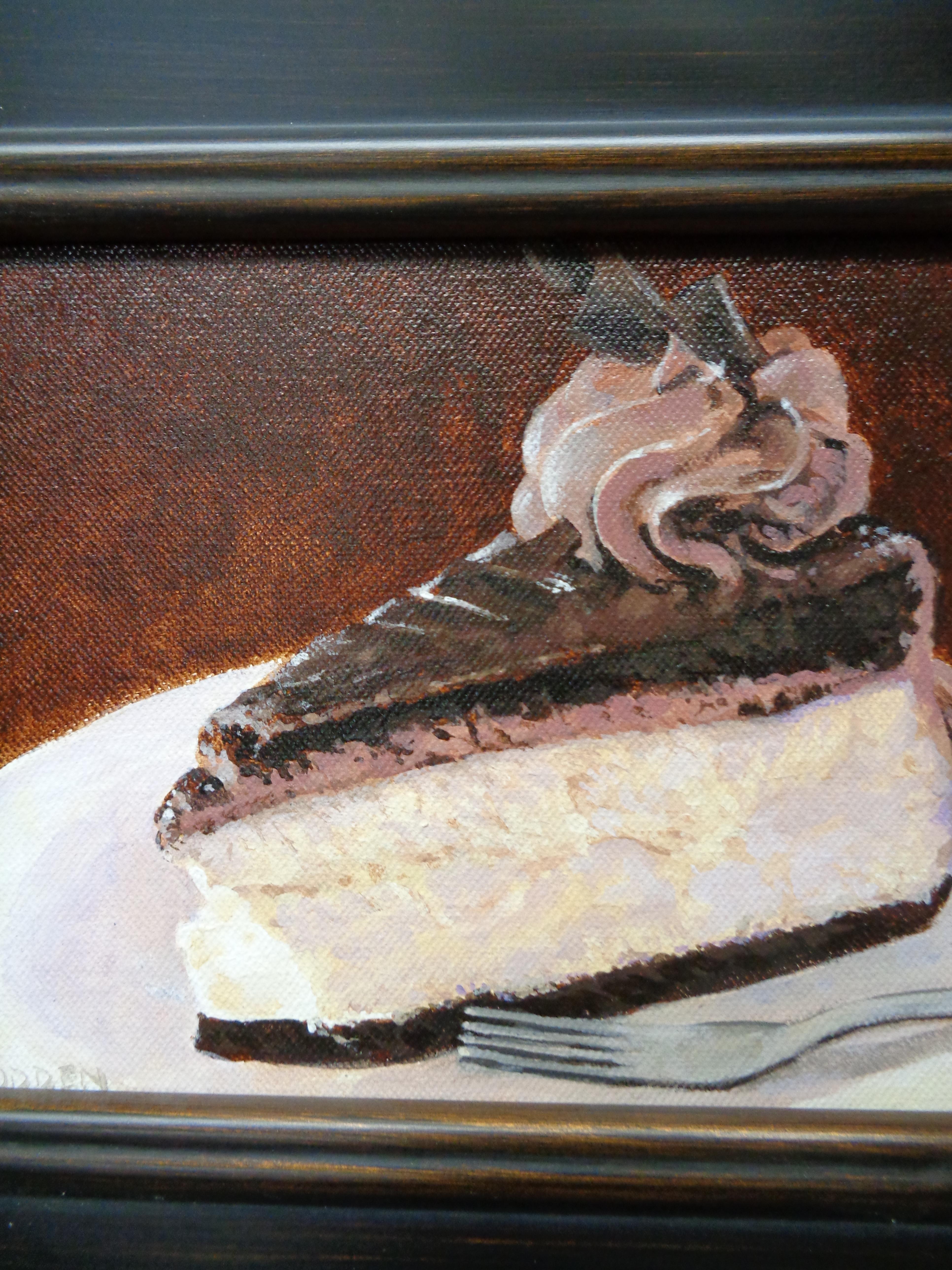 Pintura de postre del artista contemporáneo Michael Budden Tarta de queso y chocolate en venta 2