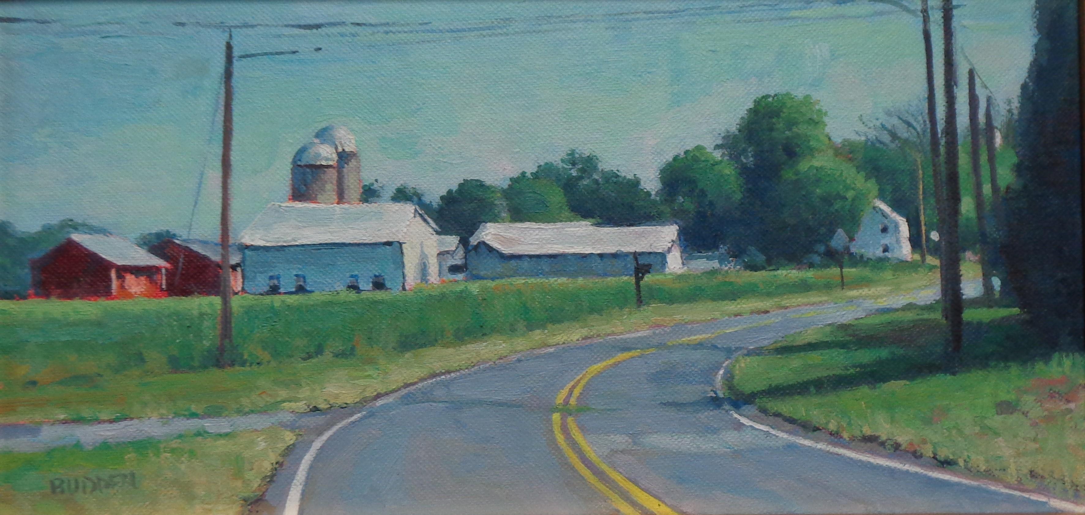 Pittura a olio su strada rurale di Michael Budden in vendita 1