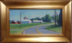 Paysage rural de ferme et de route Peinture à l'huile de Michael Budden