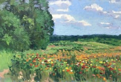 Floral Landscape Flower Fields IV Impressionistic Oil Painting by Michael Budden