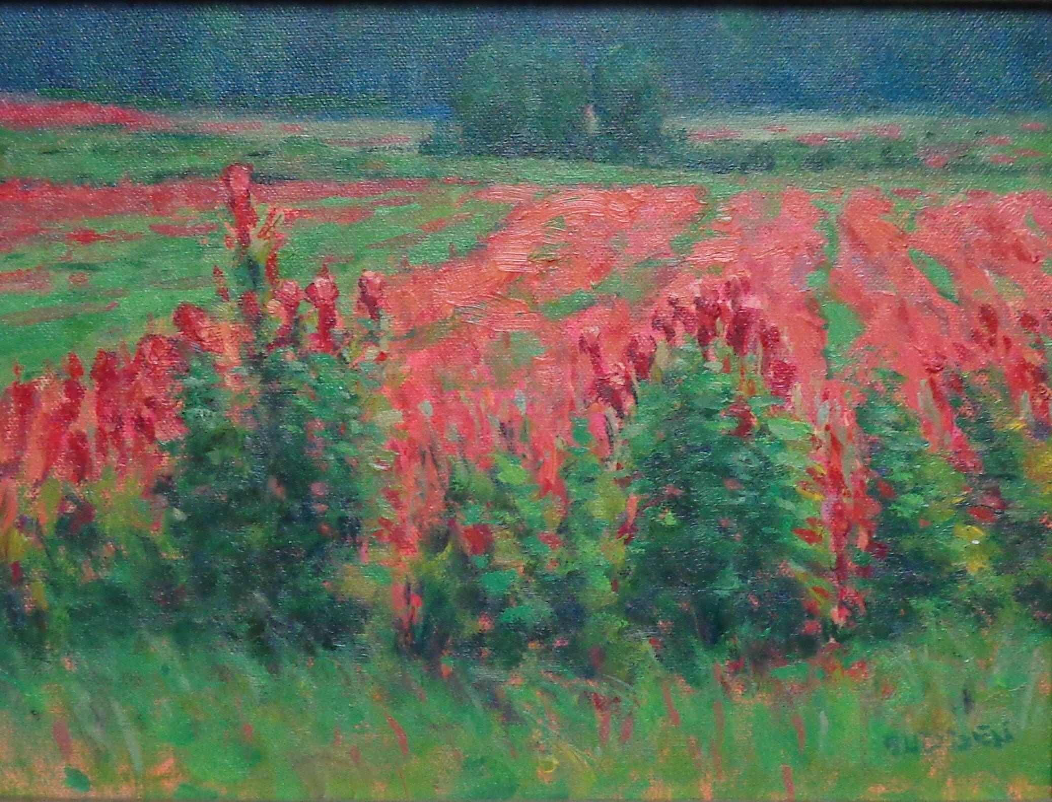 Paesaggio floreale Impressionista dipinto a olio da Michael Budden Campi estivi in vendita 1