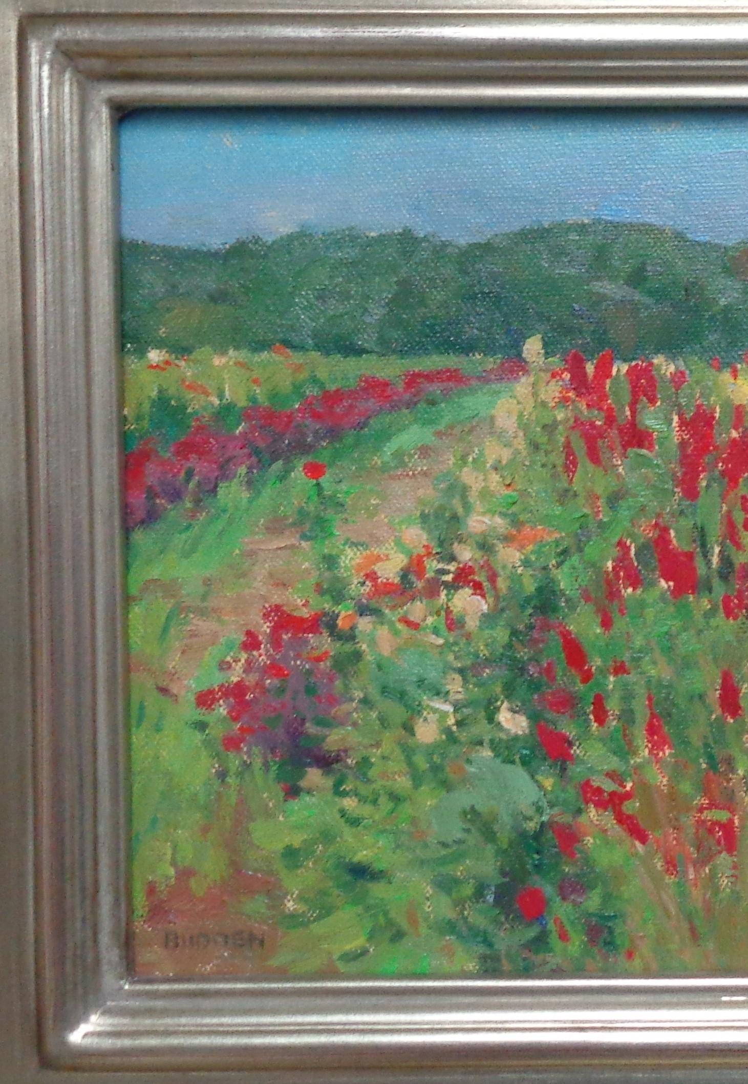 Paesaggio floreale Impressionista dipinto a olio da Michael Budden Campi estivi in vendita 2