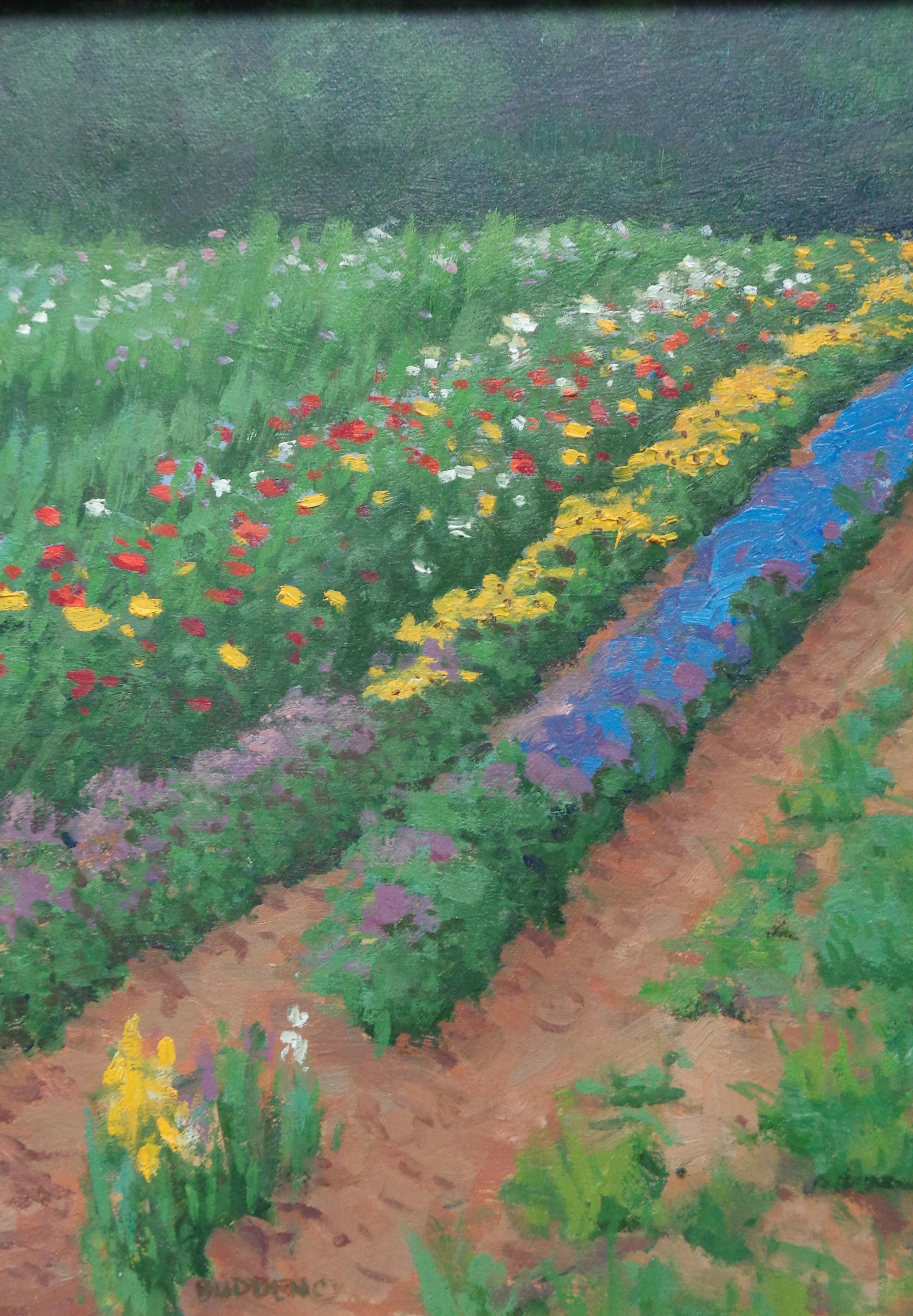  Floral Landscape Impressionistic Oil Painting by Michael Budden Summer Garden For Sale 3