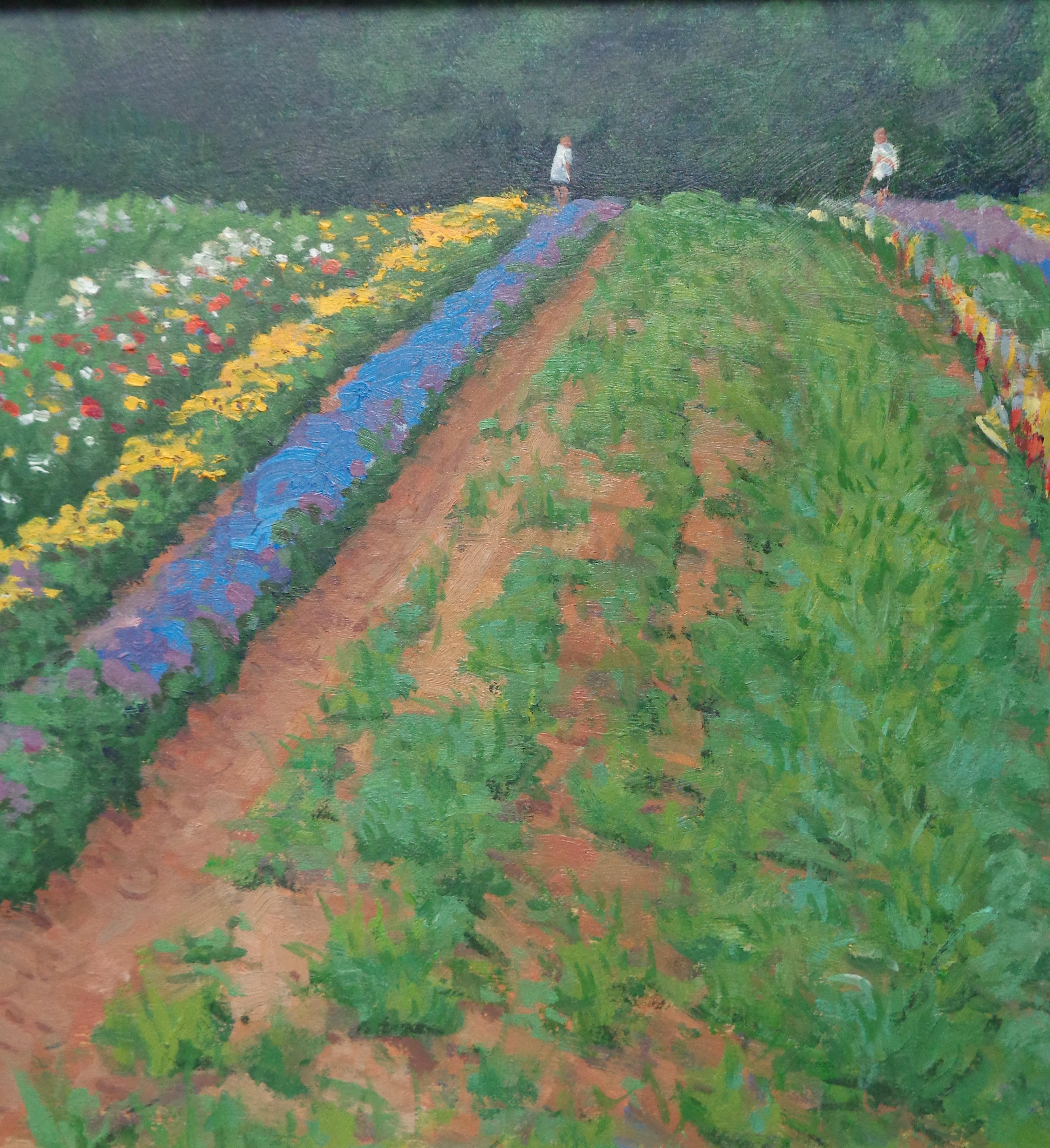  Floral Landscape Impressionistic Oil Painting by Michael Budden Summer Garden For Sale 4