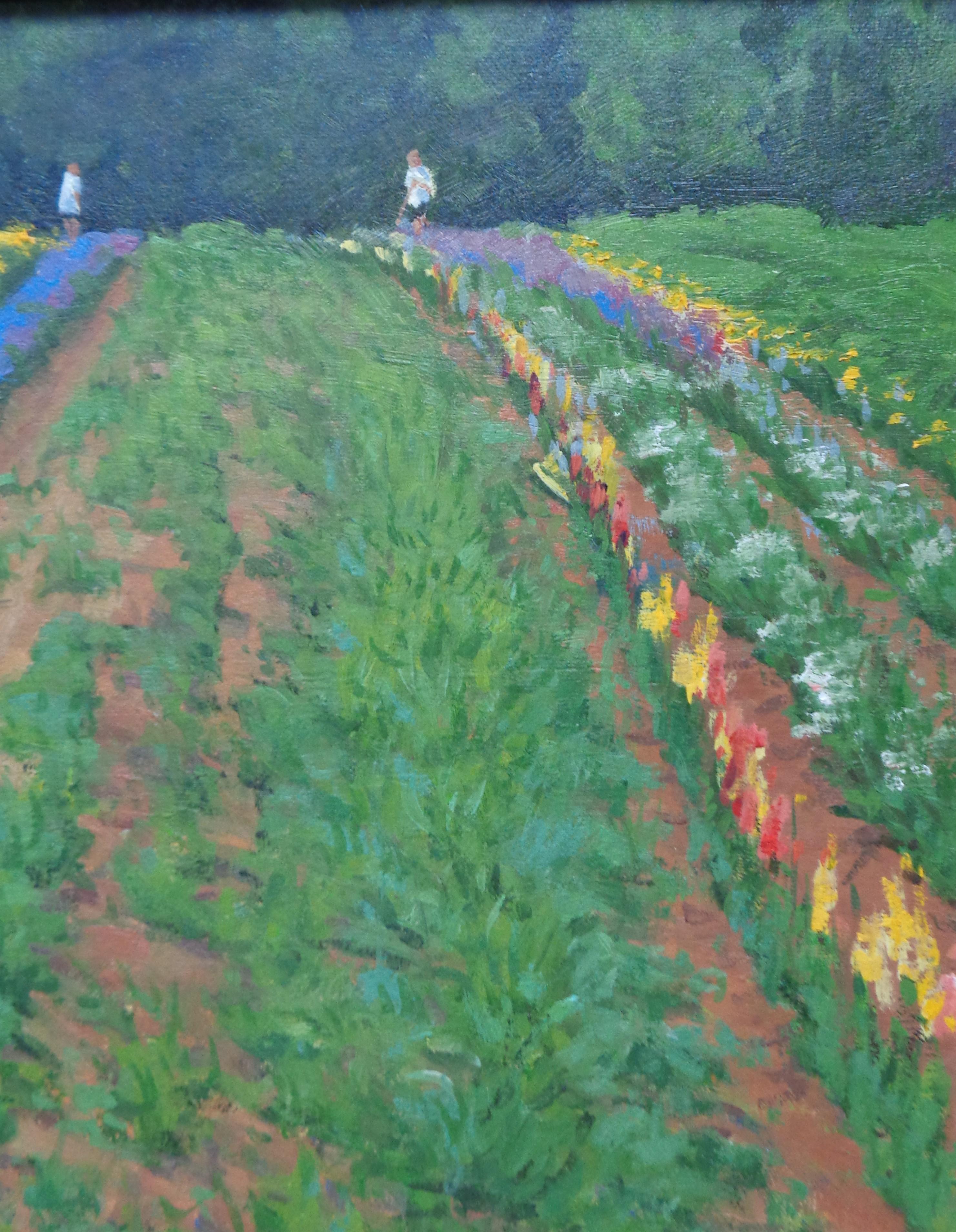  Floral Landscape Impressionistic Oil Painting by Michael Budden Summer Garden For Sale 5