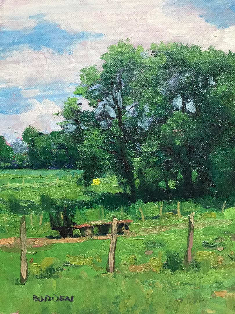  Floral Landscape Oil Painting by Michael Budden Summertime at Hlubiks For Sale 2