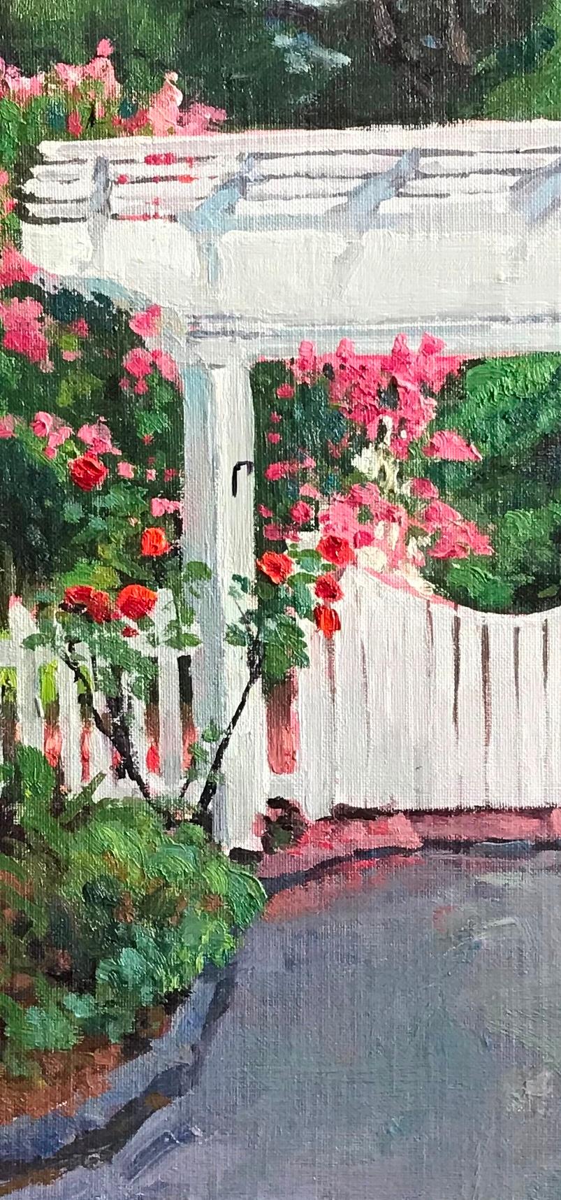 Floral Landscape Summer Garden Impressionistic Oil Painting by Michael Budden For Sale 3