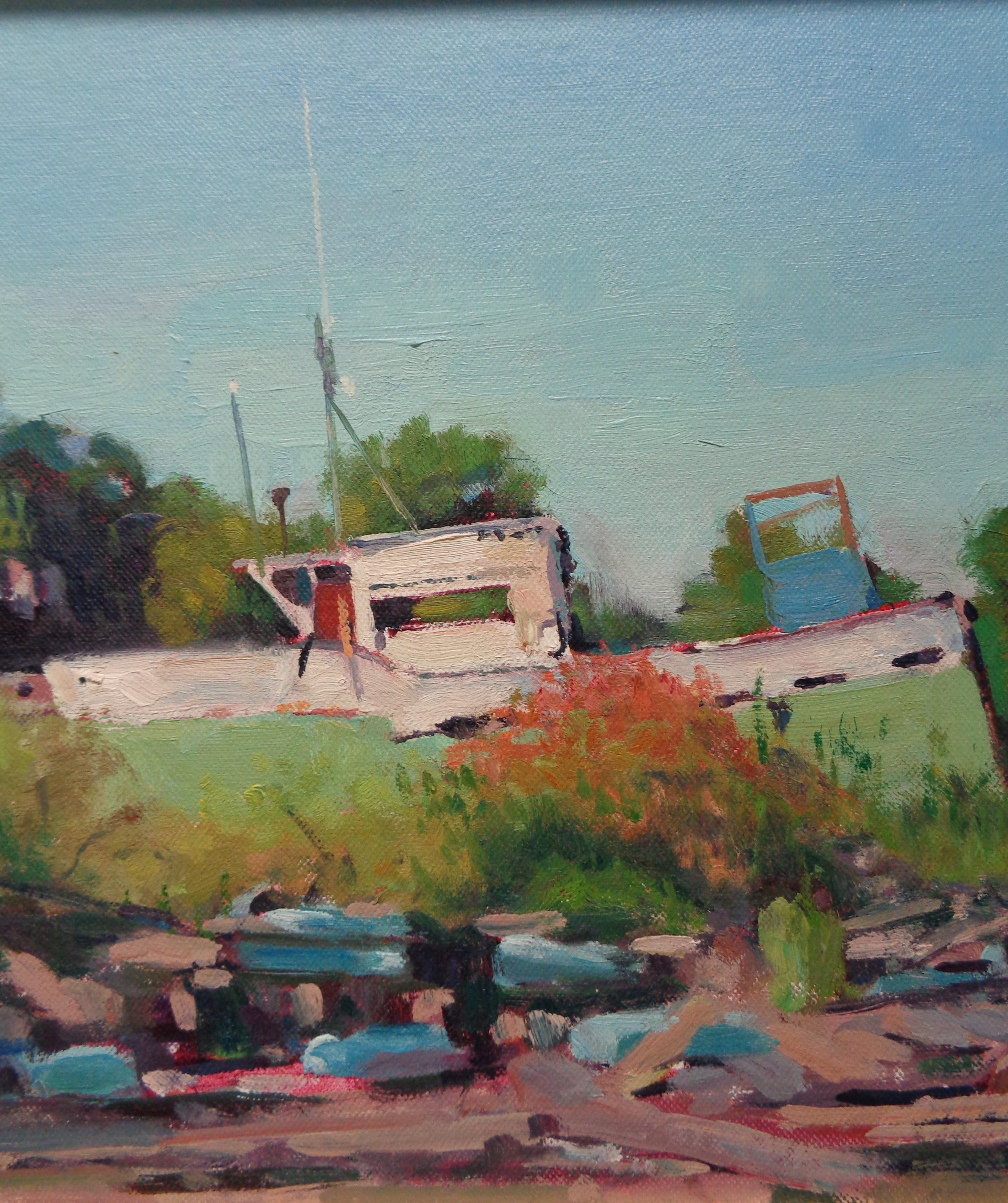 Pintura marina impresionista de barcos del galardonado Michael Budden en venta 2