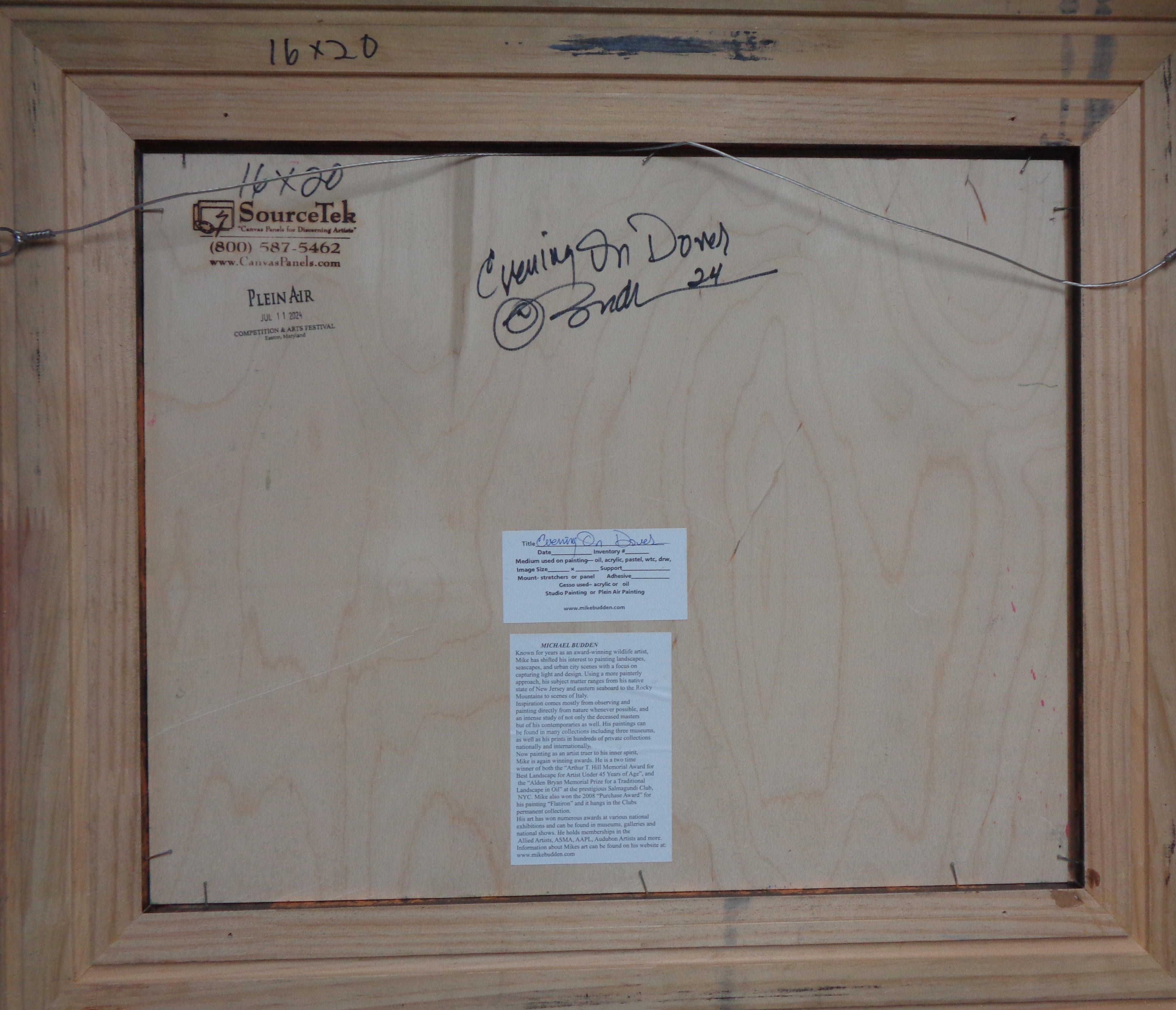 Peinture à l'huile impressionniste Nocturne de Michael Budden, drapeaux américains en vente 3