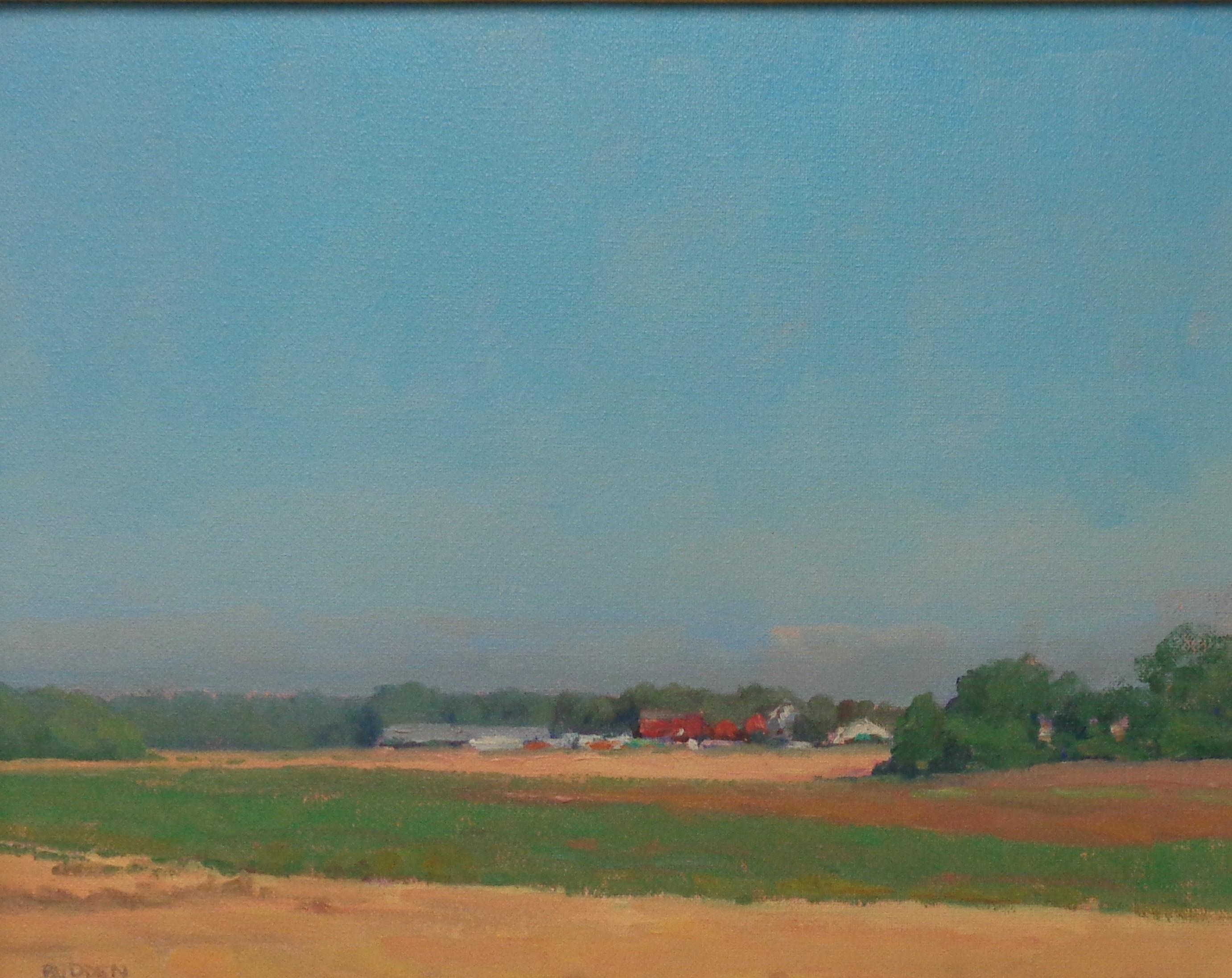 Pintura al óleo impresionista de un paisaje agrícola Michael Budden Una tarde perfecta en venta 1
