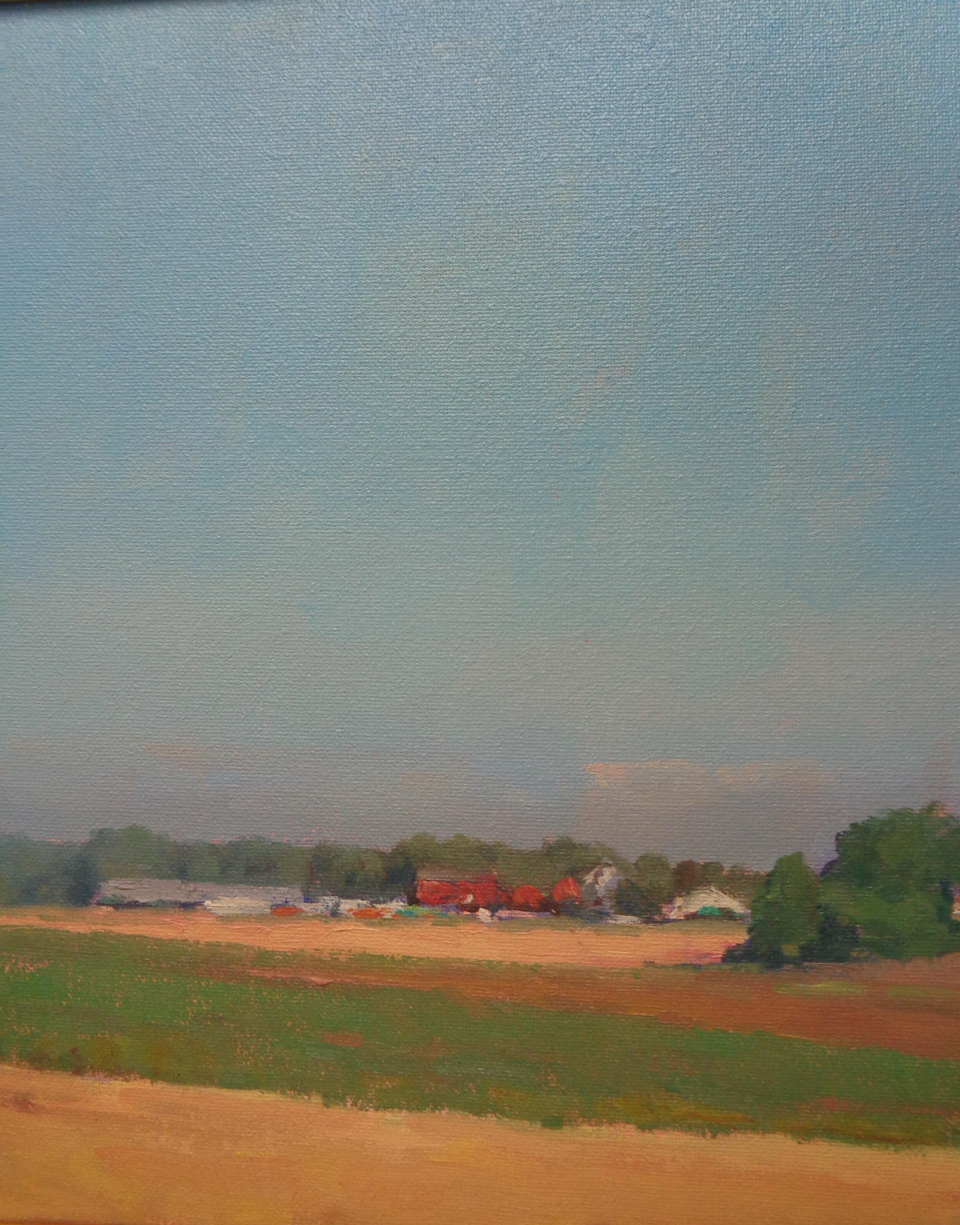 Pintura al óleo impresionista de un paisaje agrícola Michael Budden Una tarde perfecta en venta 3