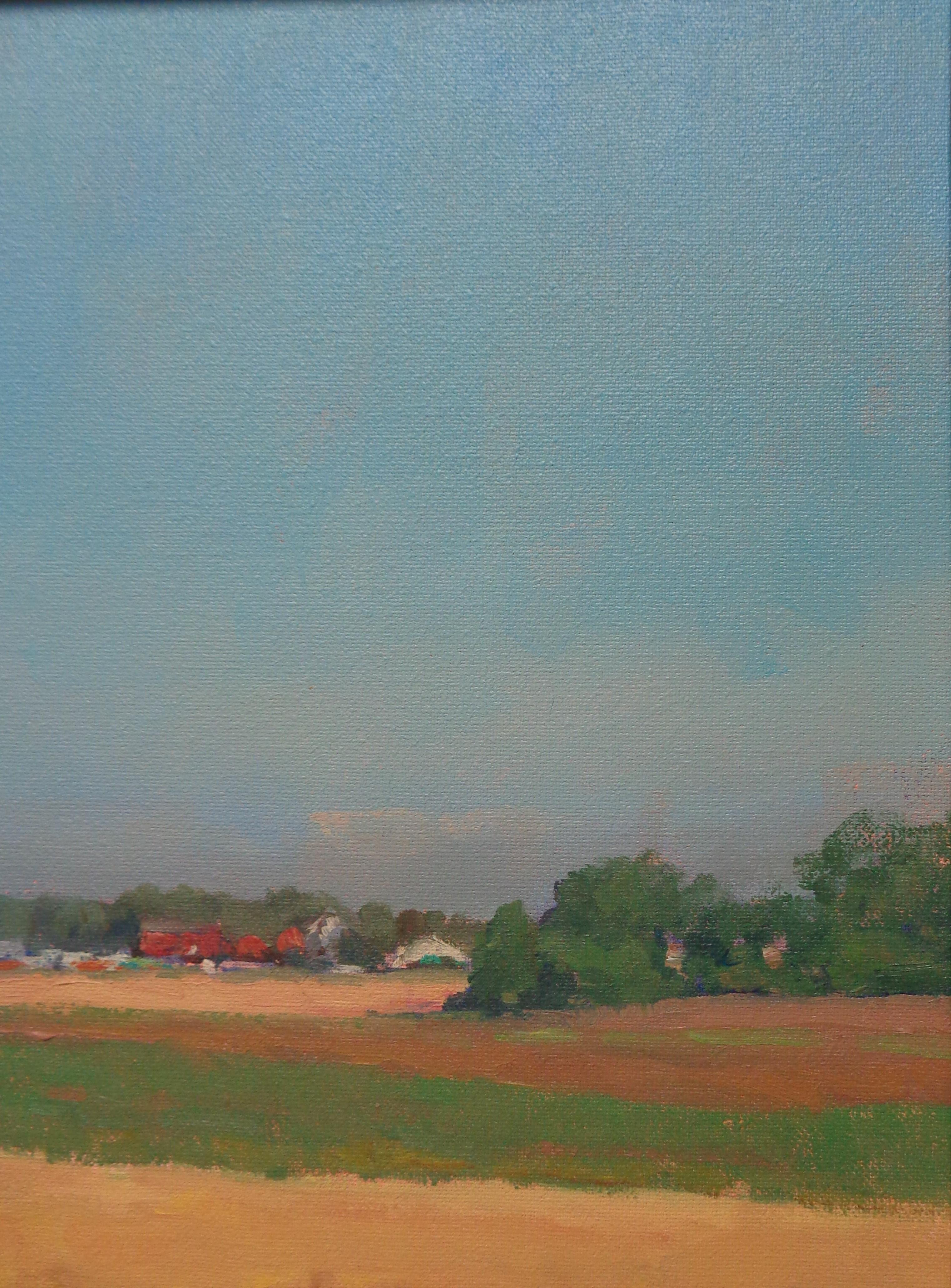 Pintura al óleo impresionista de un paisaje agrícola Michael Budden Una tarde perfecta en venta 4