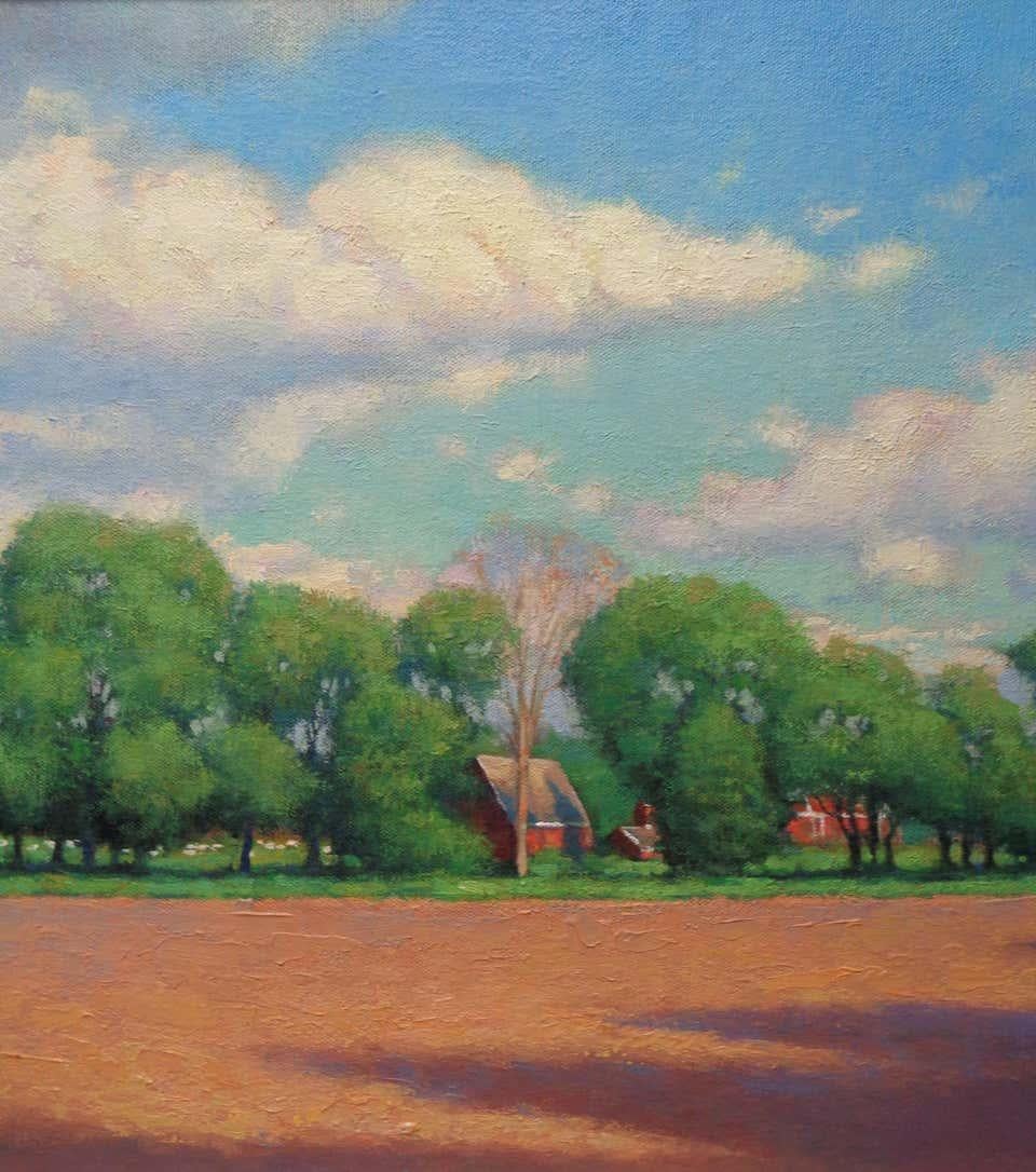 Pittura ad olio impressionista di paesaggio agricolo di Michael Budden Colore di campagna in vendita 3