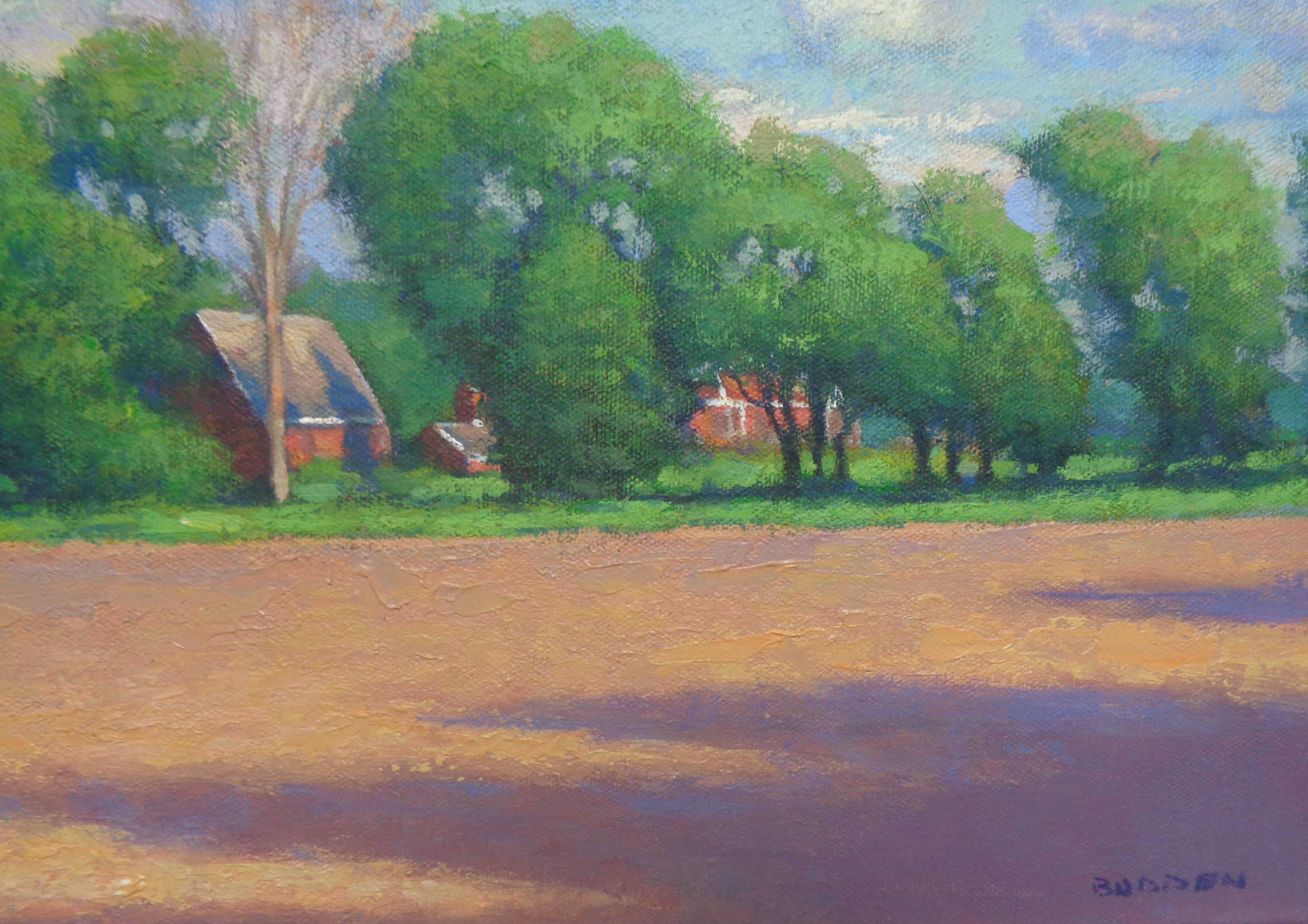 Pittura ad olio impressionista di paesaggio agricolo di Michael Budden Colore di campagna in vendita 4