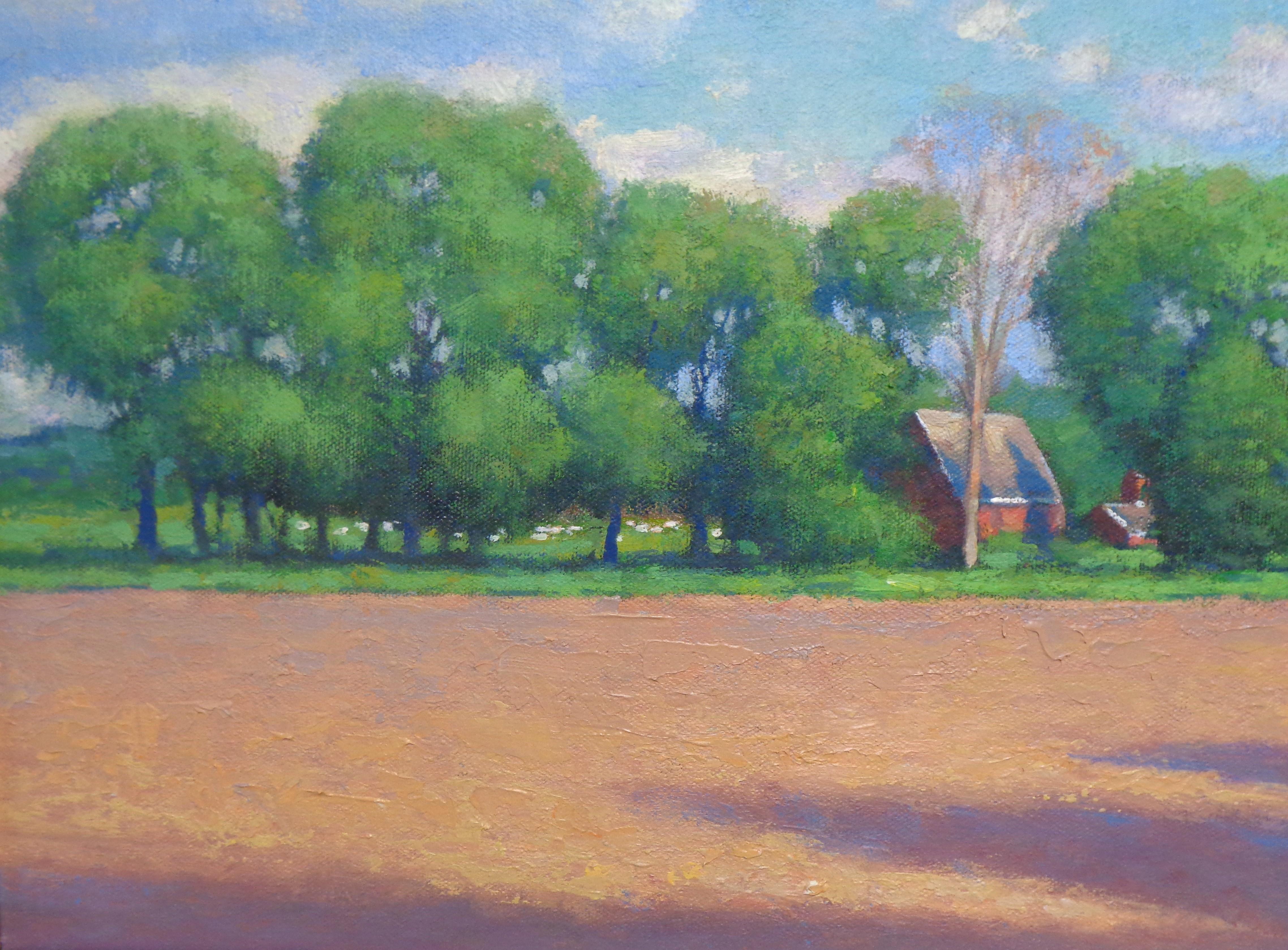 Pittura ad olio impressionista di paesaggio agricolo di Michael Budden Colore di campagna in vendita 5