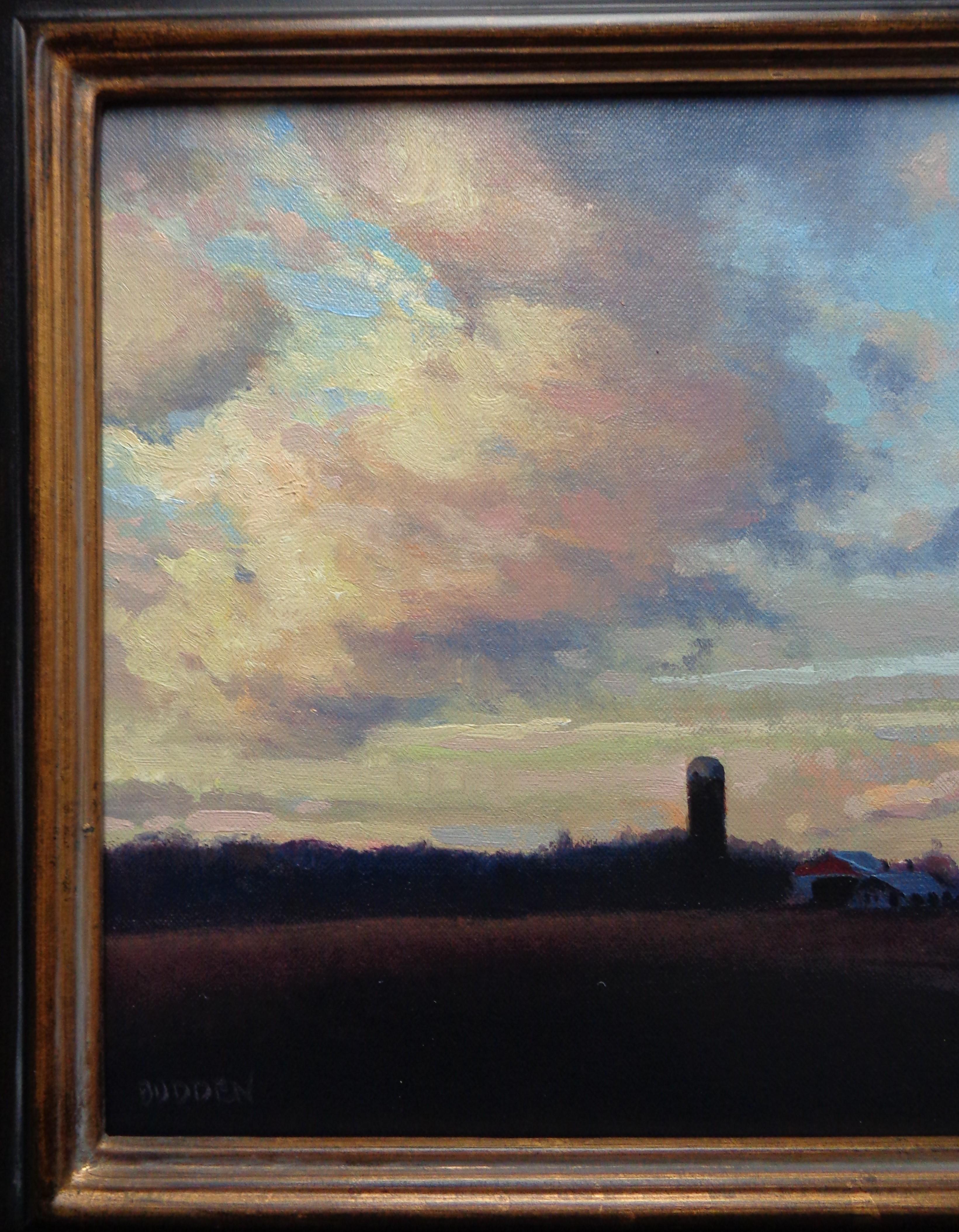 Impressionistische Bauernhof-Landschaft Ölgemälde Michael Budden Himmel-Wolken-Studie im Angebot 1