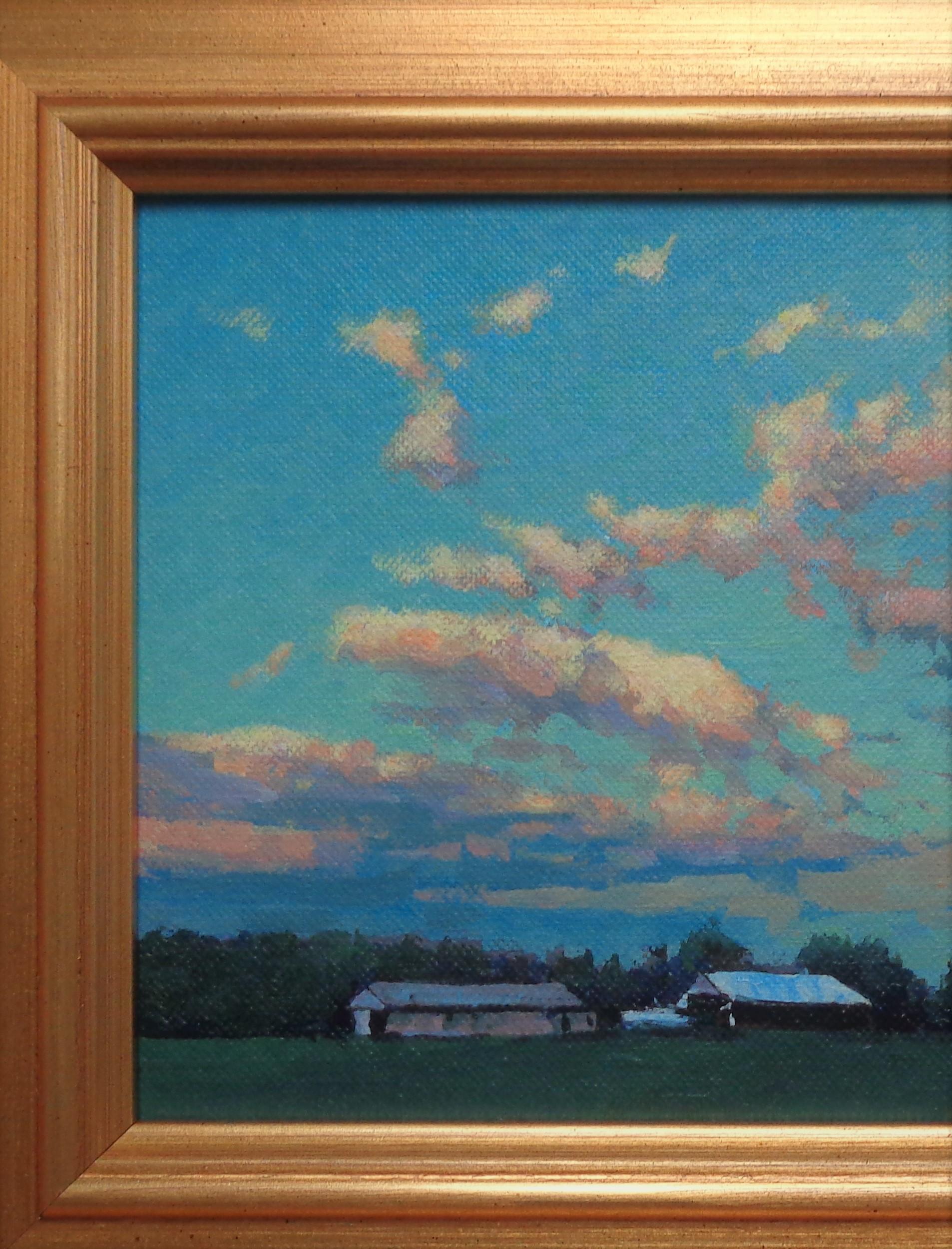Impressionistic Farm Landscape Oil Painting Michael Budden Sky Cloud Study For Sale 2