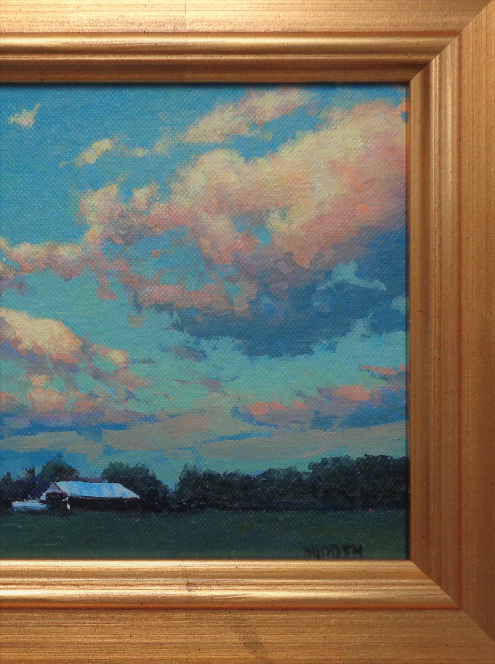 Impressionistic Farm Landscape Oil Painting Michael Budden Sky Cloud Study For Sale 3