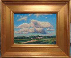  Impressionistische Bauernhof-Landschaft Ölgemälde Michael Budden Himmel-Wolken-Studie