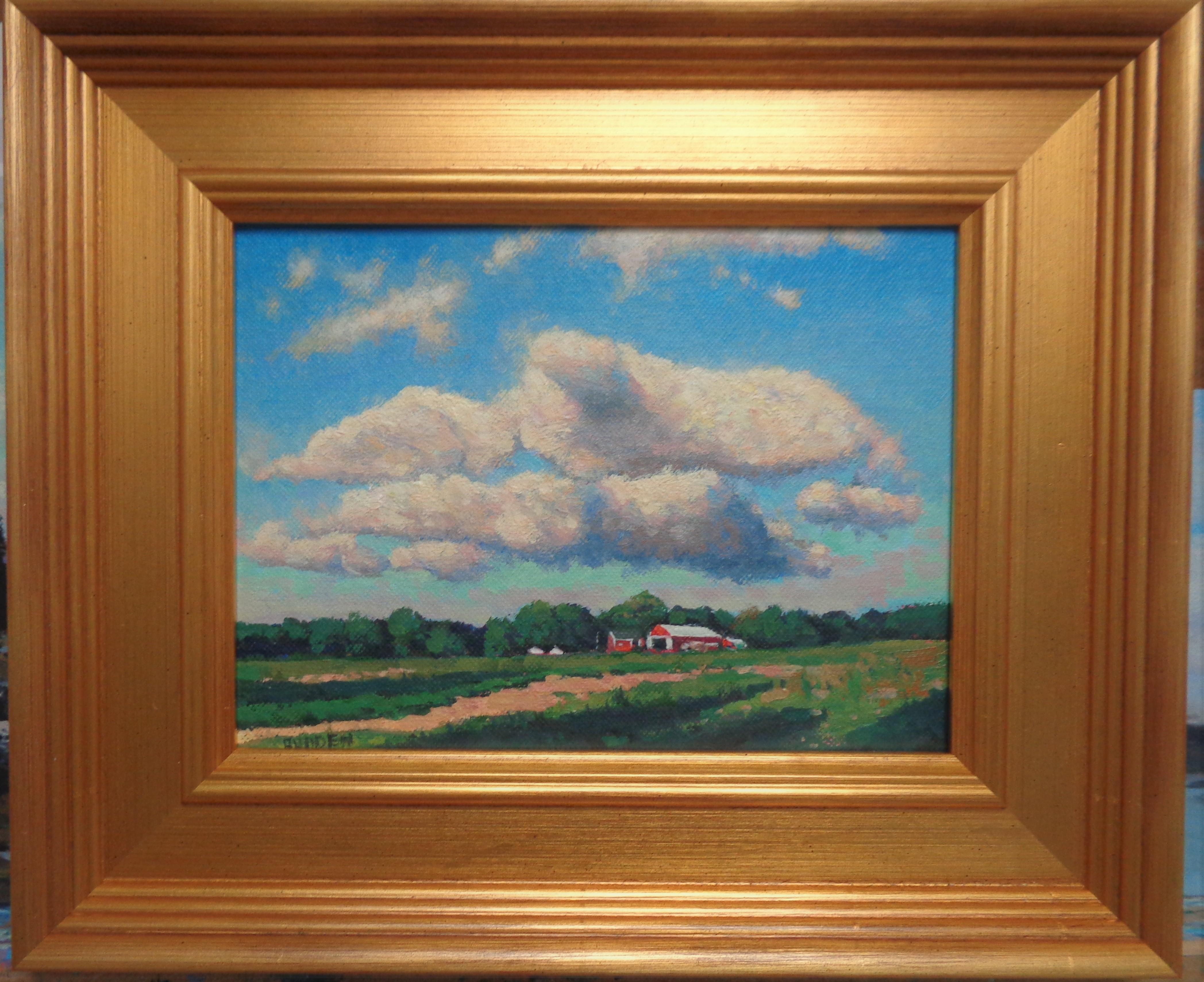 Partly Sunny est une nouvelle peinture à l'huile sur panneau qui vient d'être achevée dans le Studio. La peinture exsude les riches qualités de la peinture à l'huile avec des couleurs vives et fortes, une variété de bords perdus et trouvés, un