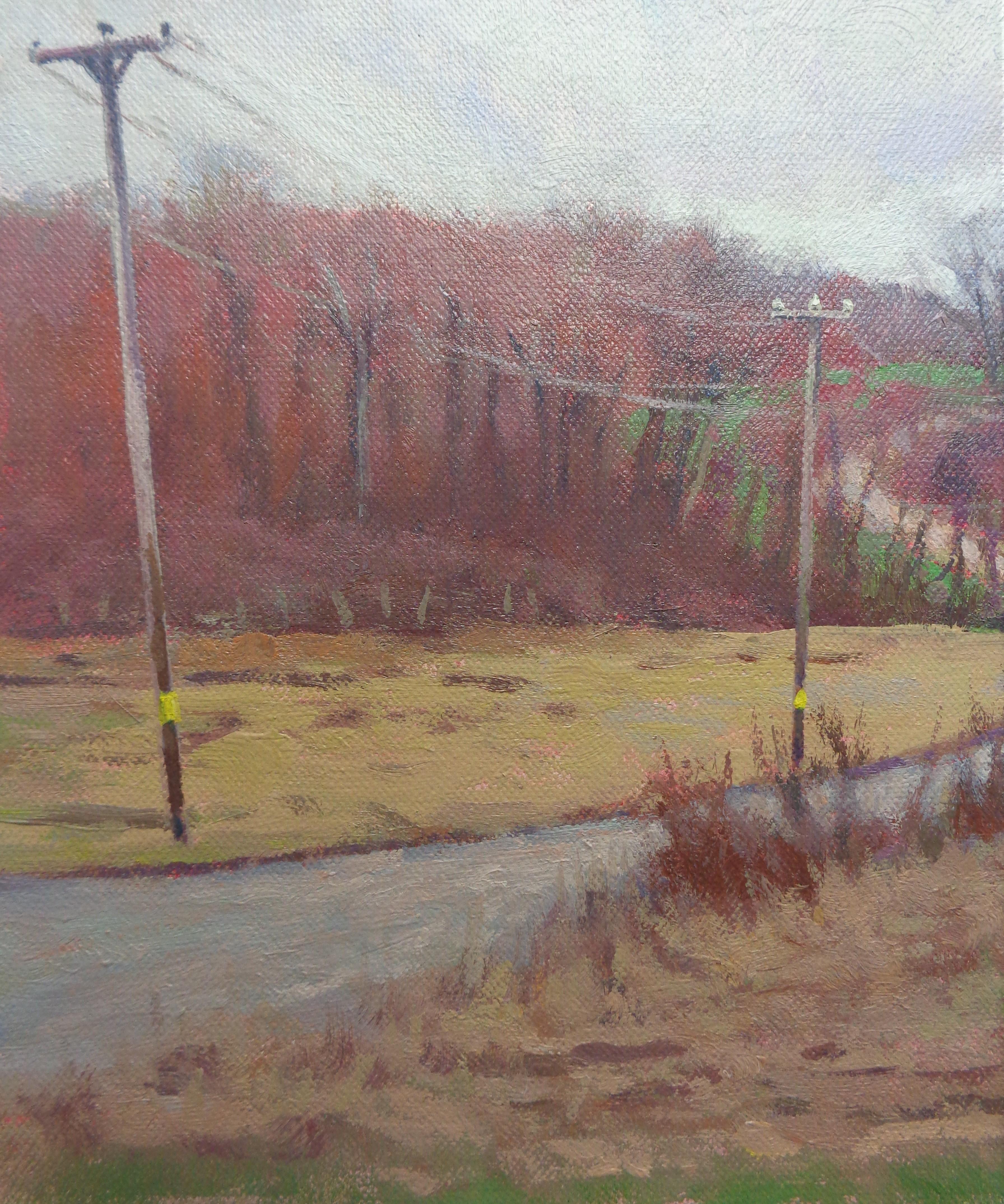  Impressionistic Farm Landscape Oil Painting Michael Budden Spring Farm Lane For Sale 2