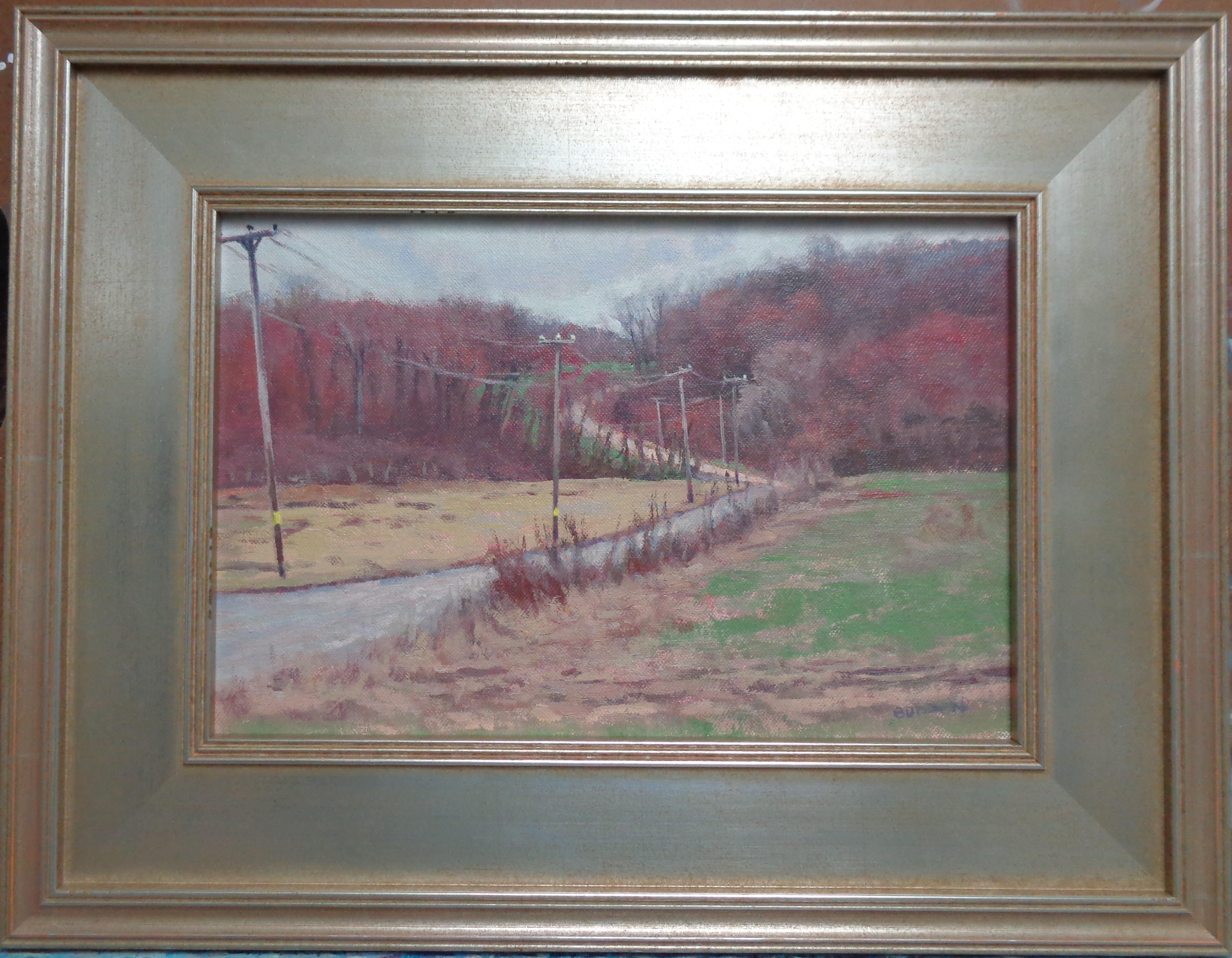 Peinture à l'huile impressionniste - Paysage de ferme - Michael Budden Spring Farm Lane