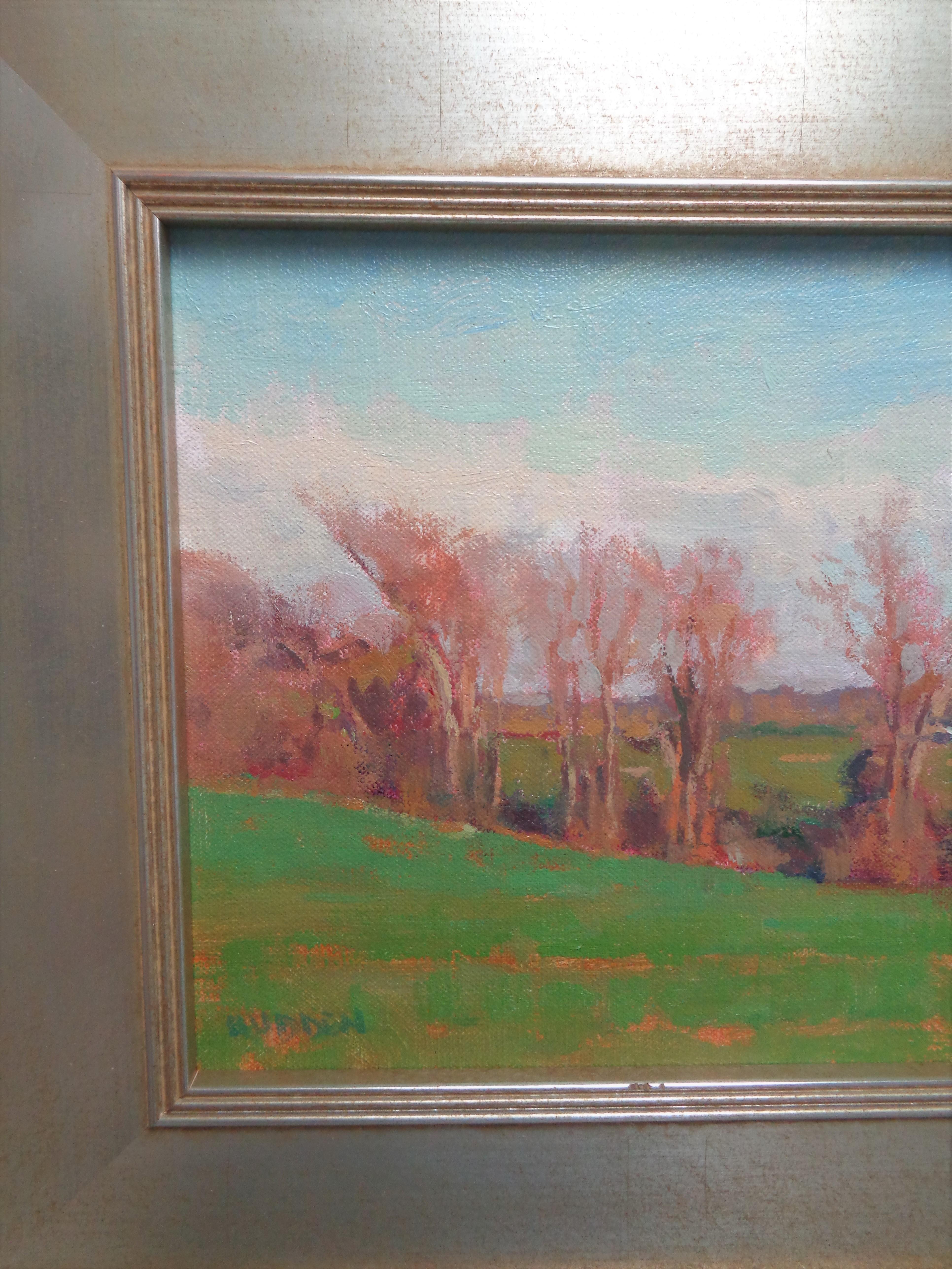 Peinture à l'huile impressionniste de Michael Budden Spring Farm Study en vente 1