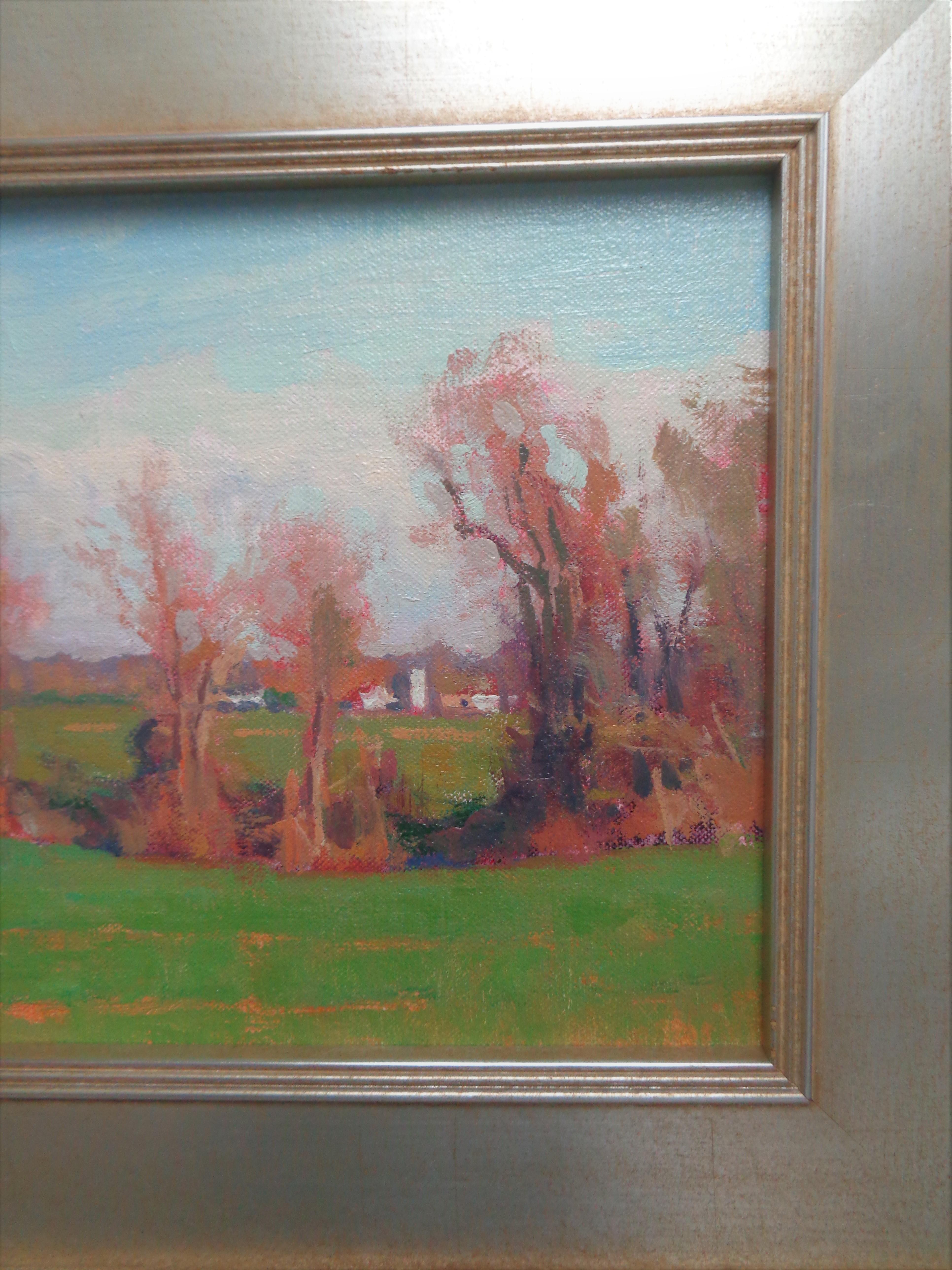 Peinture à l'huile impressionniste de Michael Budden Spring Farm Study en vente 3