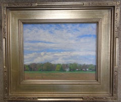 Peinture impressionniste de paysage agricole Michael Budden Spring Skies