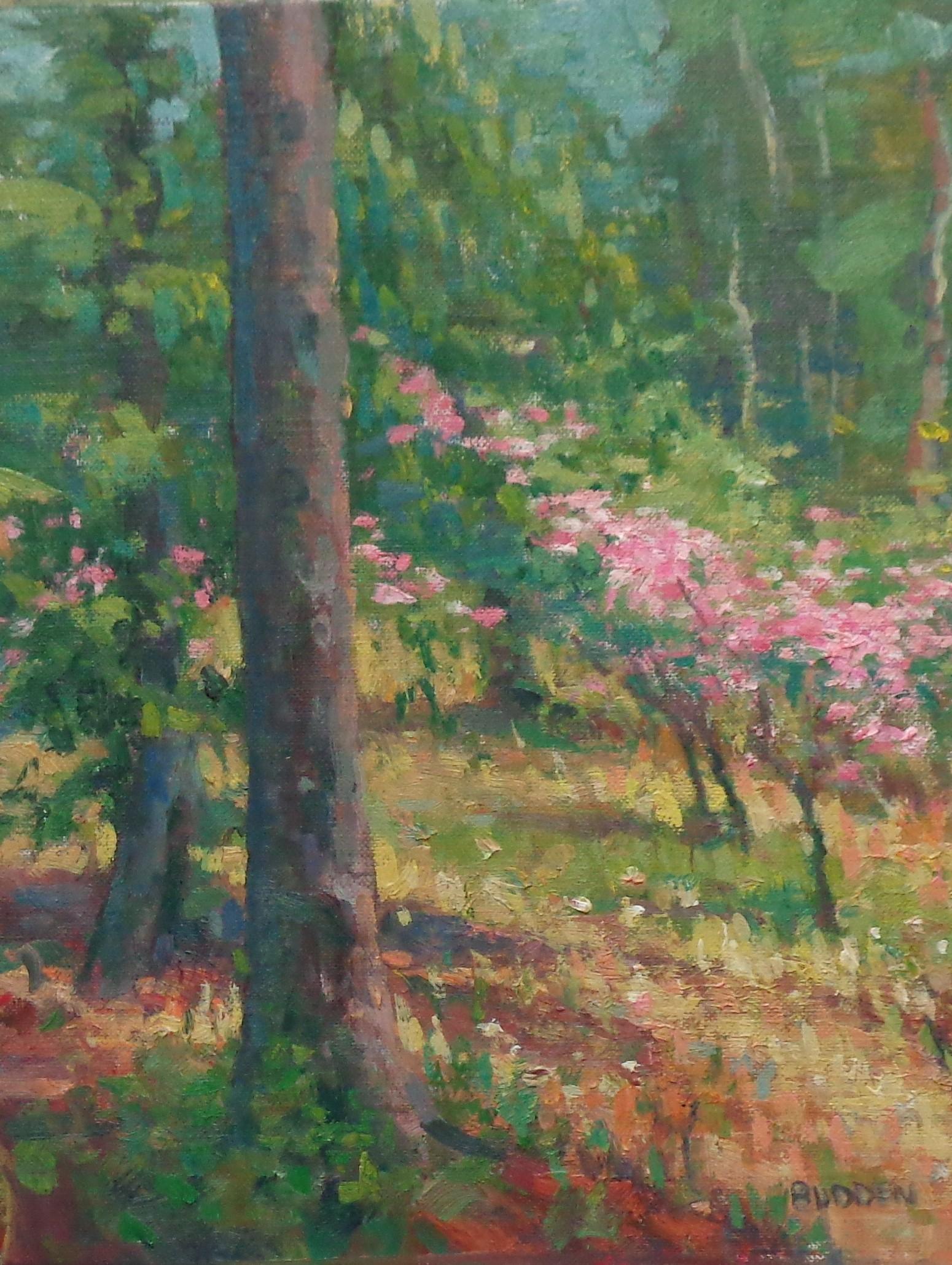 Impressionistic Floral Landscape Oil Painting by Michael Budden Early Spring For Sale 1