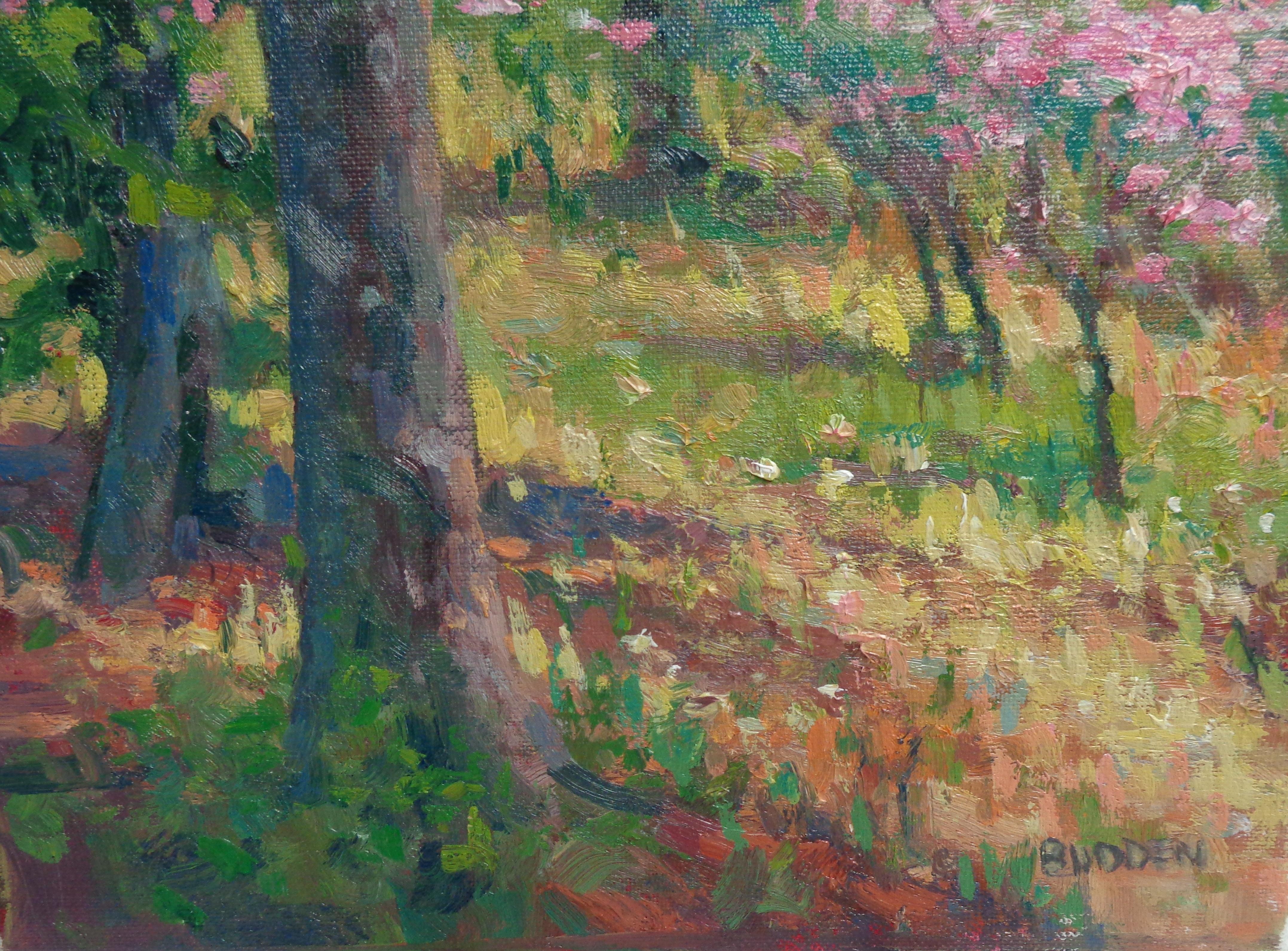 Impressionistic Floral Landscape Oil Painting by Michael Budden Early Spring For Sale 3