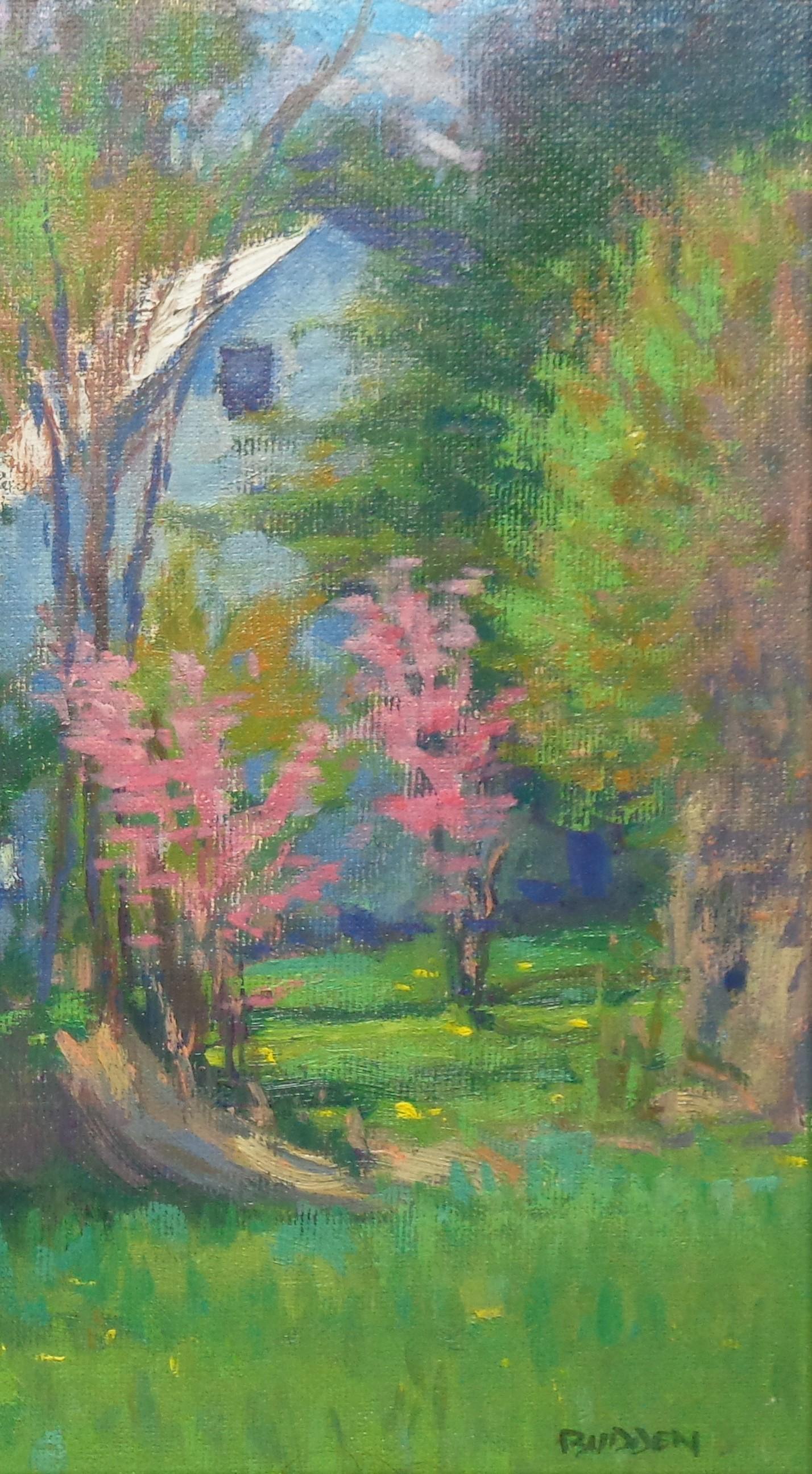  Impressionistic Floral Landscape Oil Painting by Michael Budden Early Spring For Sale 4
