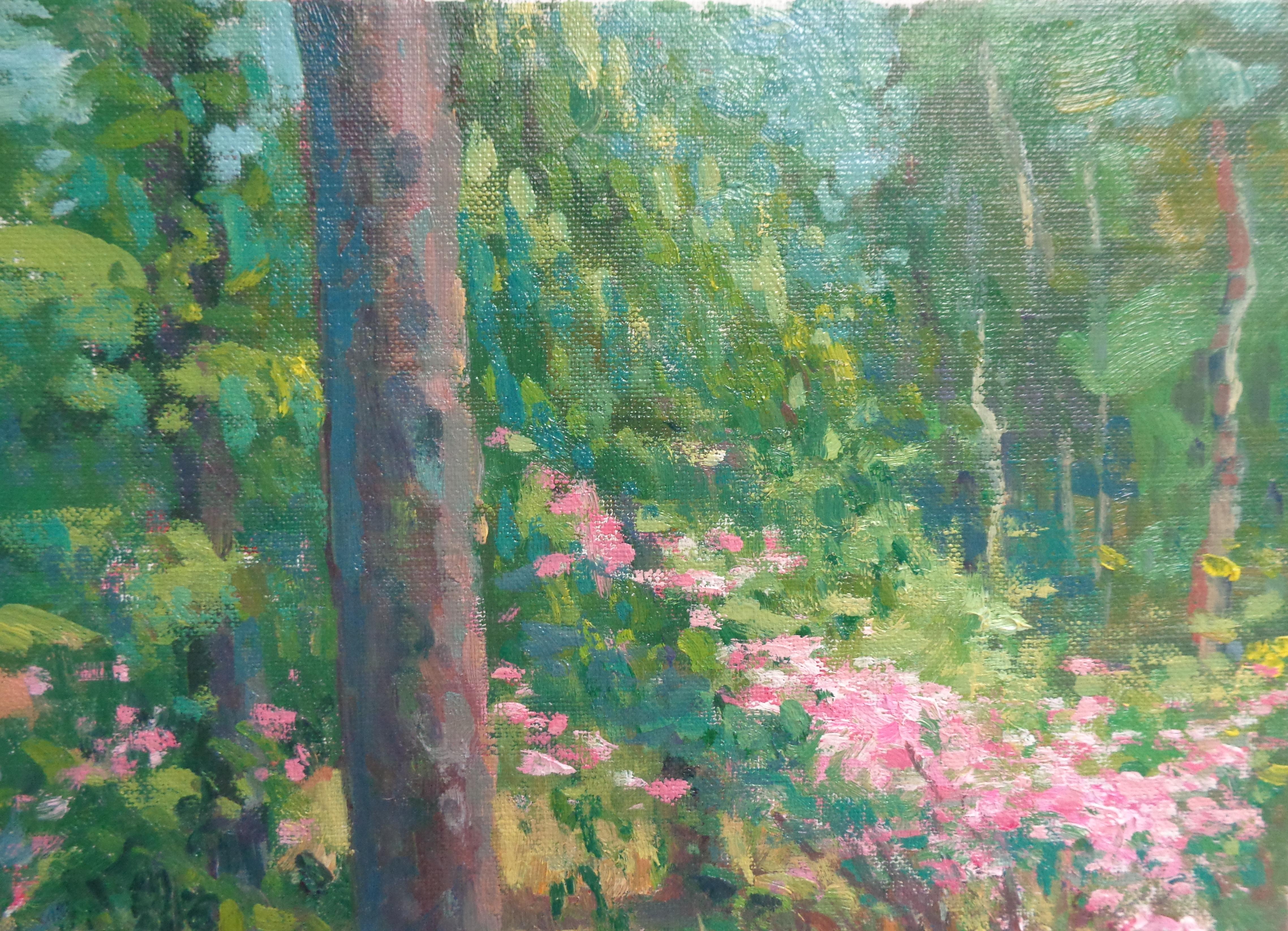  Impressionistic Floral Landscape Oil Painting by Michael Budden Early Spring For Sale 5