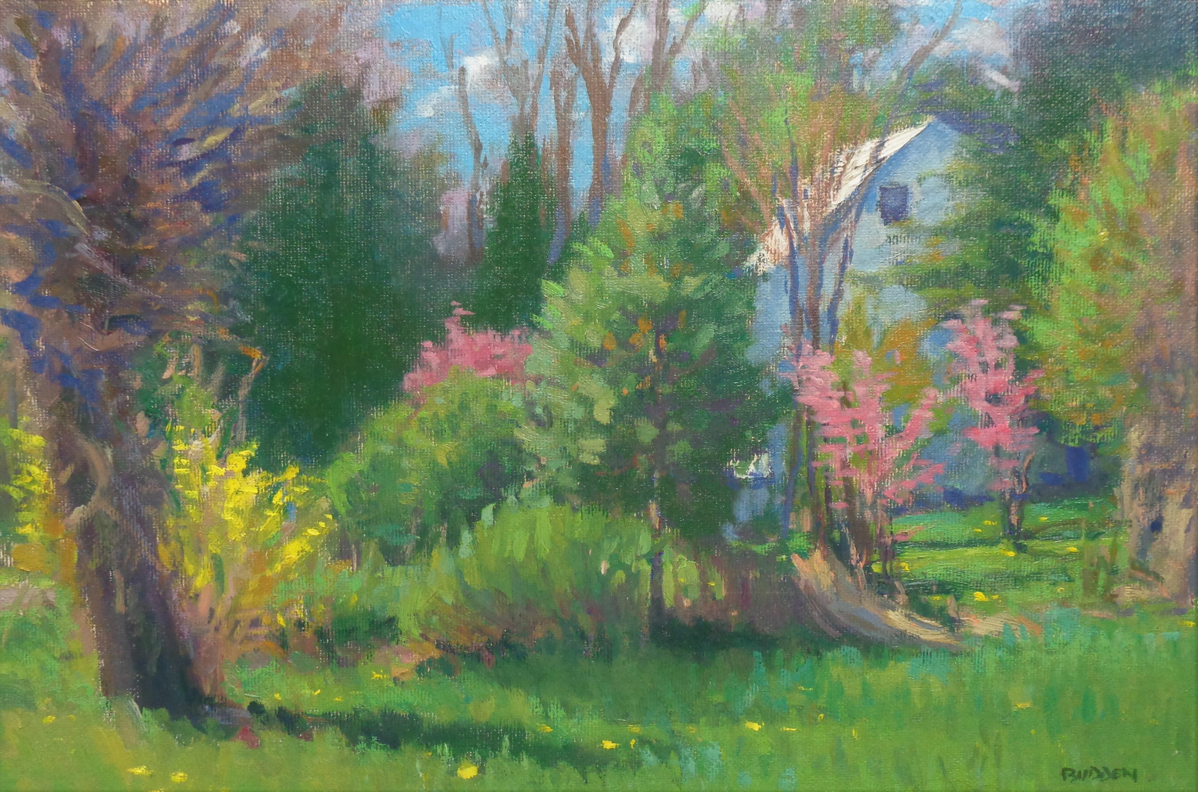 Impressionistische florale Landschaft, Ölgemälde von Michael Budden, früher Frühling