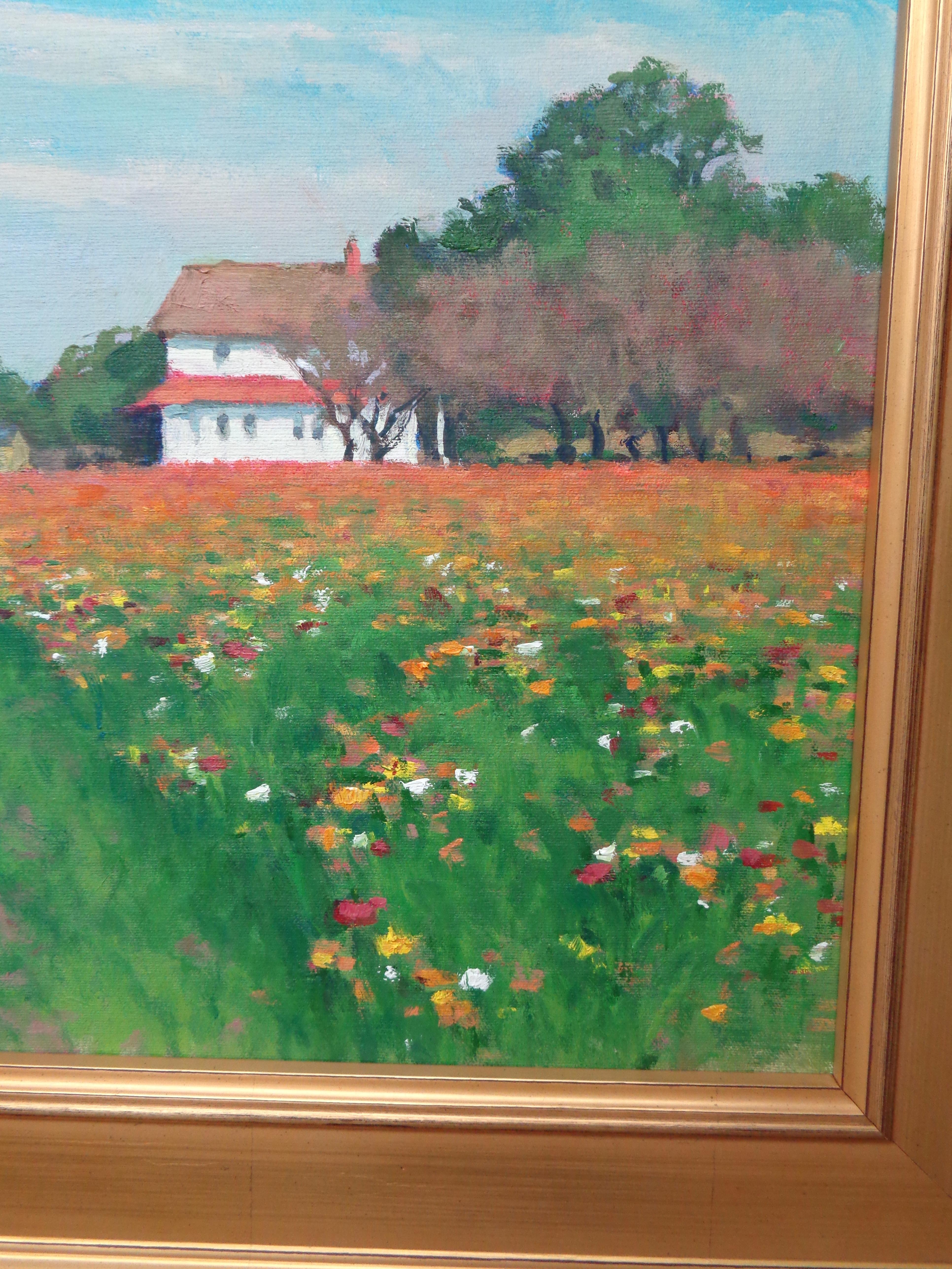  Impressionistic Floral Landscape Oil Painting by Michael Budden Farm Flowers For Sale 1