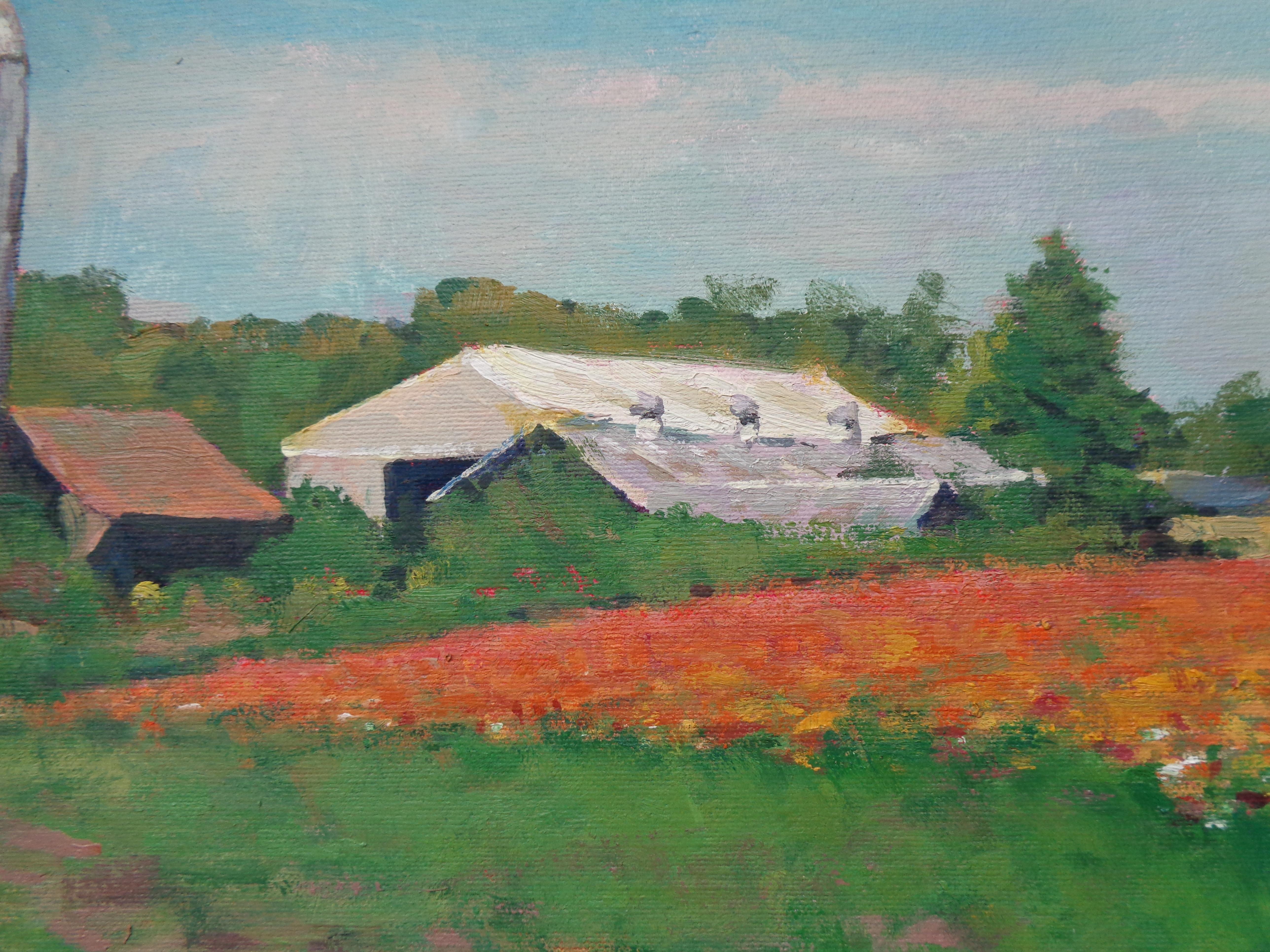 Peinture à l'huile impressionniste de Michael Budden Farm Flowers en vente 5