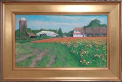  Impressionistic Floral Landscape Oil Painting by Michael Budden Farm Flowers
