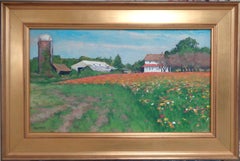 Paesaggio floreale impressionista dipinto a olio da Michael Budden Fiori di fattoria
