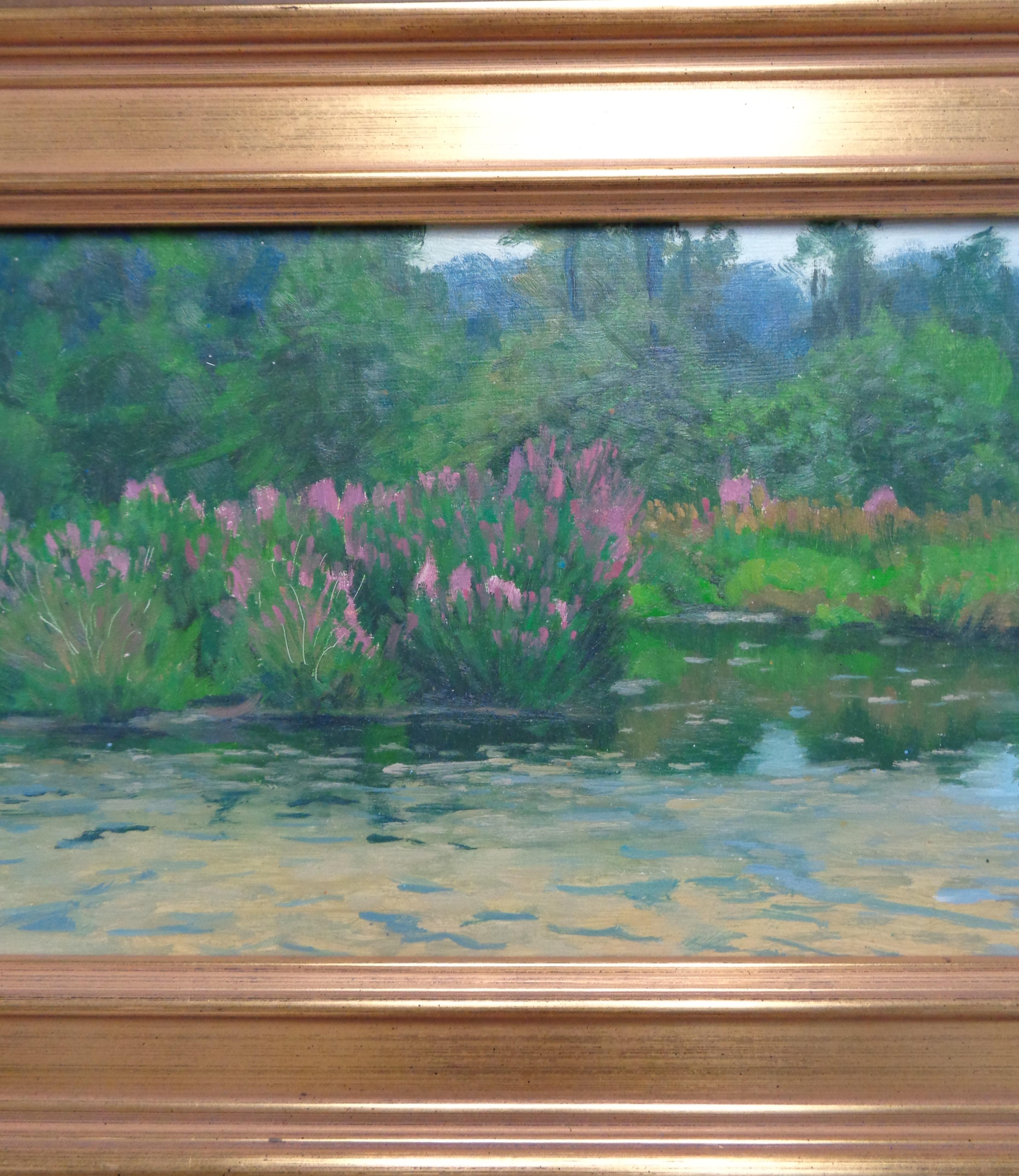 Impressionistic Floral Landscape Oil Painting Michael Budden Purple Loosestrife For Sale 2