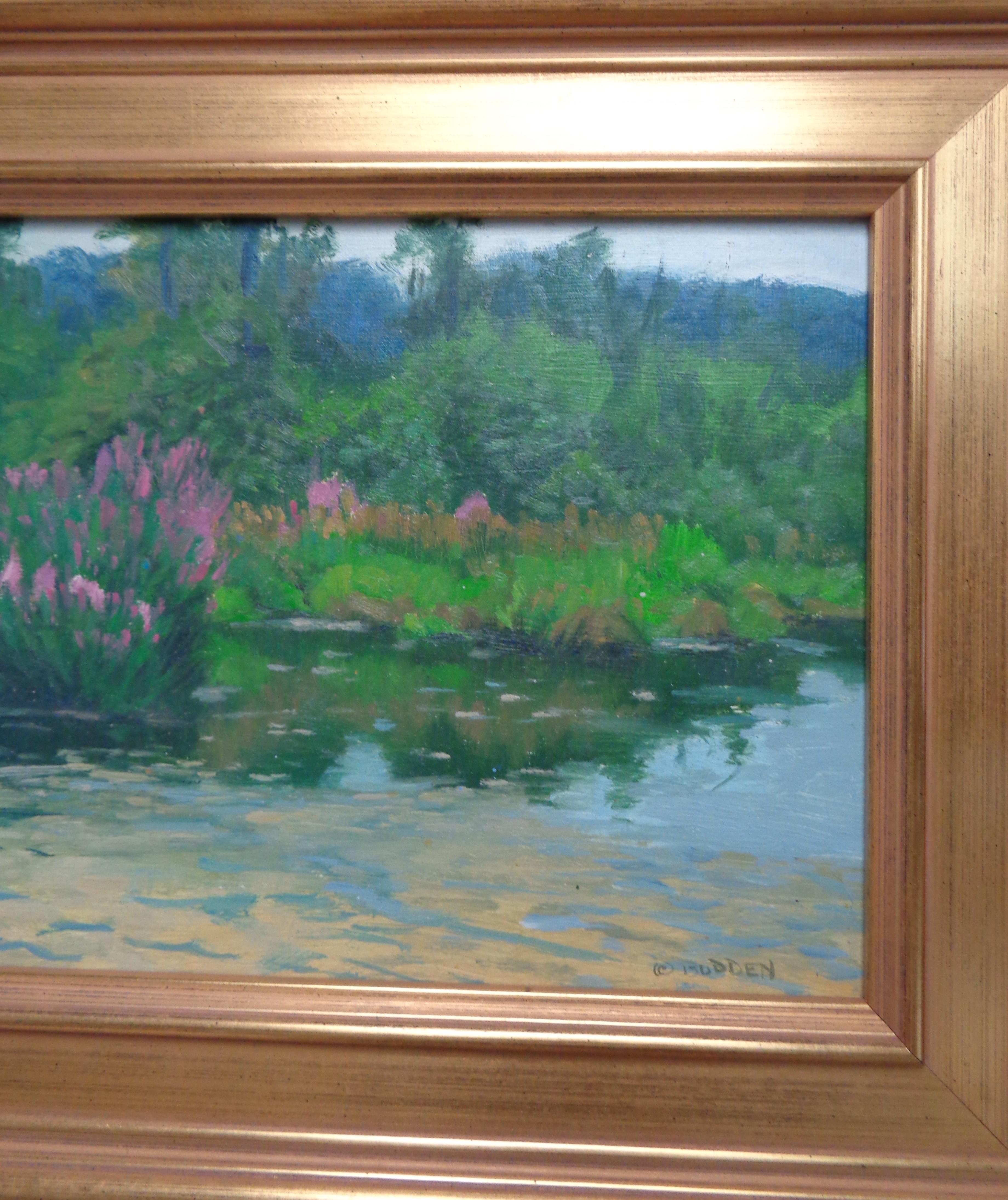 Impressionistic Floral Landscape Oil Painting Michael Budden Purple Loosestrife For Sale 3