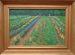 Dipinto a olio di paesaggio floreale in stile impressionista – Michael Budden: “Summer Garden Talk”