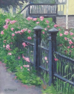 Impressionistic Floral Landscape Painting Michael Budden Fence Line Flowers