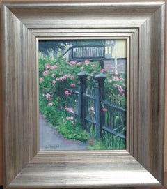  Peinture impressionniste de paysage floral Michael Budden Fence Line Flowers